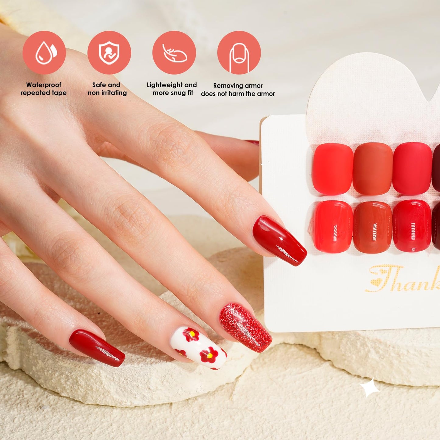 BUBU CANDY Solid Red series Gel Nail Polish Set, 15ml*6Pcs 0.5 Fl Oz ,Gift LED lights and Nail file, Tpo free Hema free,Gel Polish Kit for Salon Manicure and Nail Art DIY at Home Christmas Newyear