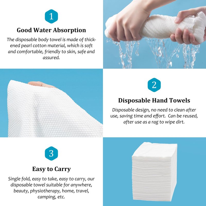 100Pcs Disposable Towels, Ultra Soft, Quick Dry 19.7" x 27.6" Disposable Hair Towels Spa Salon Towel, Portable Body Towel Disposable for Massage Beauty Hotel Camping Travel Gym