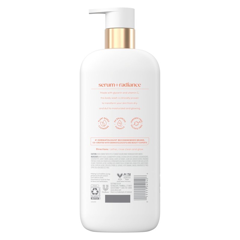 Dove Exfoliating Body Wash Glow Recharge Energizes & illuminates skin 3% brightening serum with vitamin C 18.5 oz