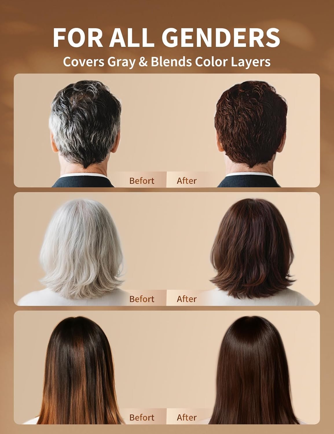 Hair Dye Shampoo for Gray Hair - 30-Minute Ammonia-Free Color for Men & Women | Dark Brown, 500ml