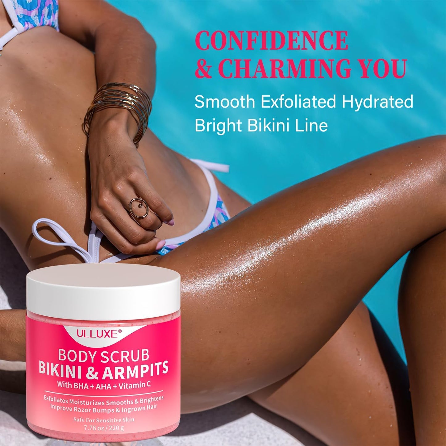 Bikini Area Exfoliator - 10% AHAs, BHA & Vitamin C Scrub for Ingrown Hair & Dark Spots | 7.76 oz