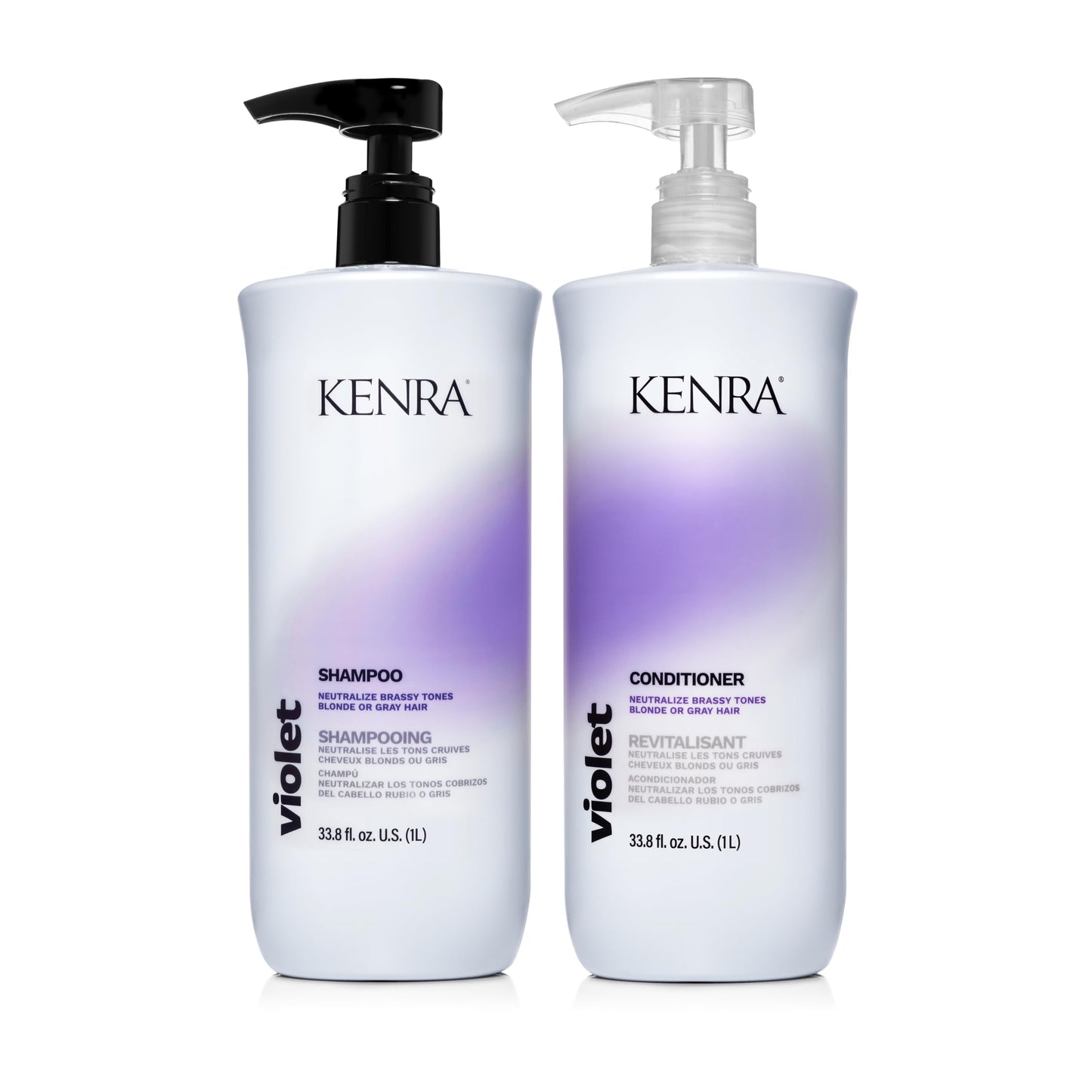 Kenra Violet Shampoo & Conditioner Set | Eliminates Brassy Tones | Purple Pigment + Deposit | Neutralizes Yellow | Moisturizes Processed Hair | Enhances Vibrancy of Blonde or Gray Hair | Liter Duo