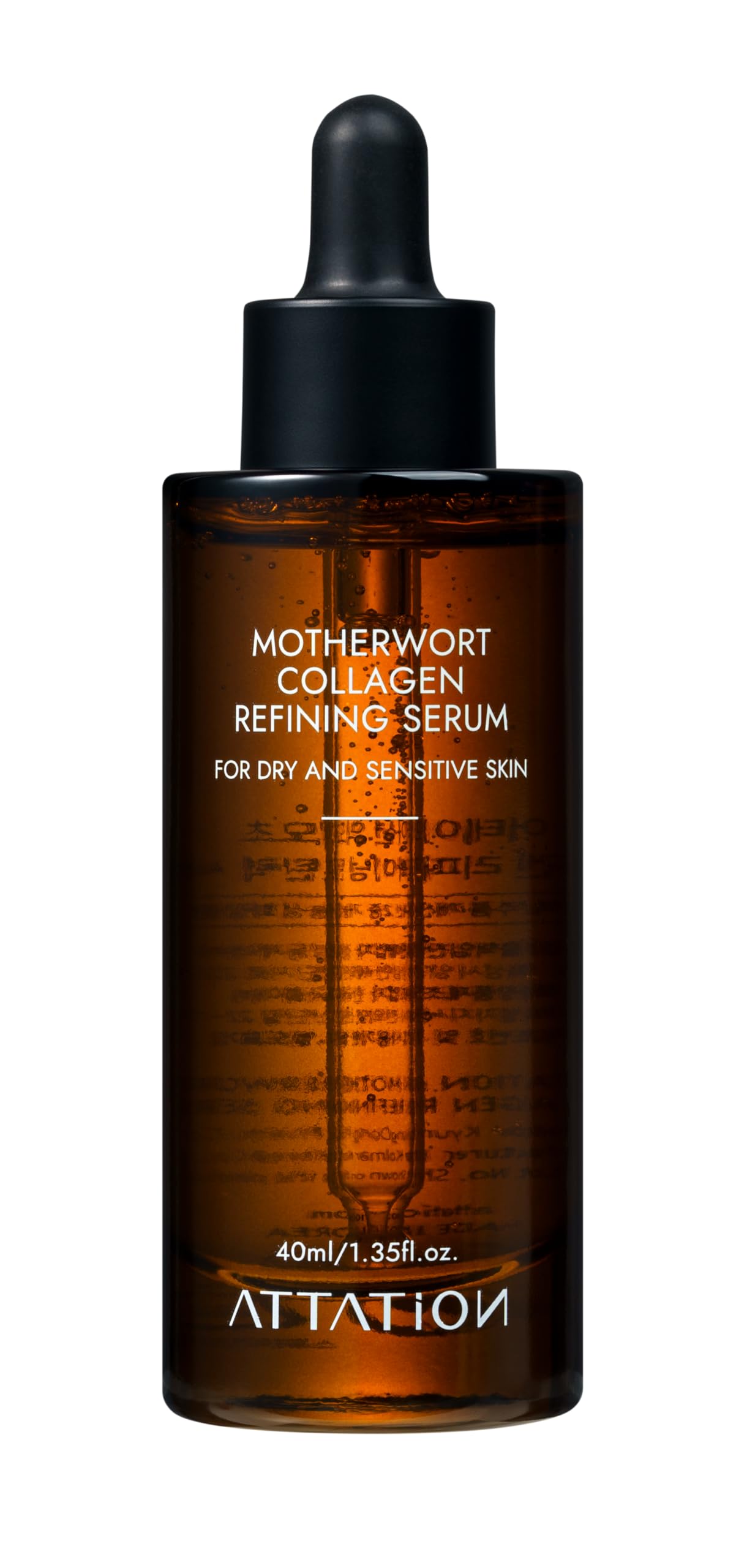ATTATION Motherwort Collagen Refining Serum Daily Routine For Glow and Glass Skin, Vegan Korean Skin Care for Dry and Sensitive skin 40ml / 1.35 fl. oz.