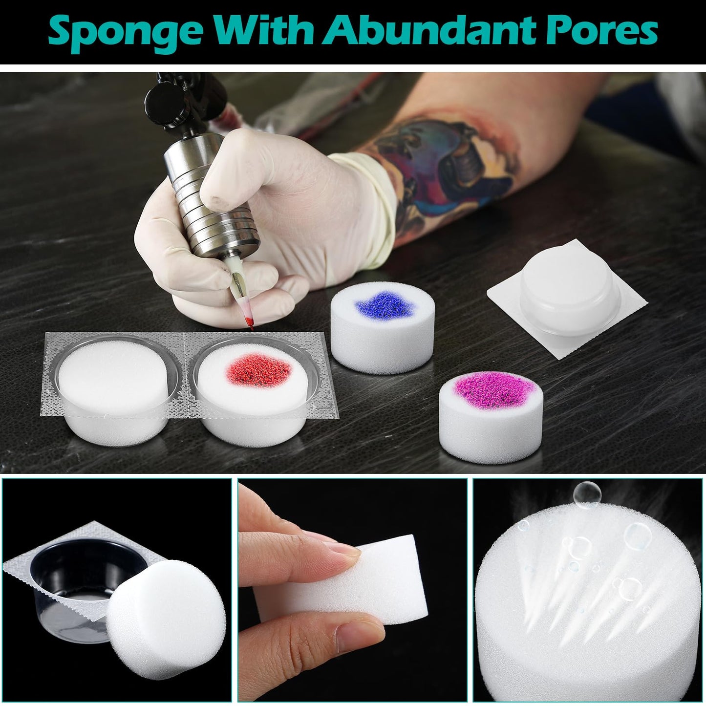 Heigble 72 Pcs Dip Foam Rinse Cup Disposable Dip Cups Cleaning for Needles Tip Professional Cartridge Foam for Blending Rinsing Diluting Drying Ink