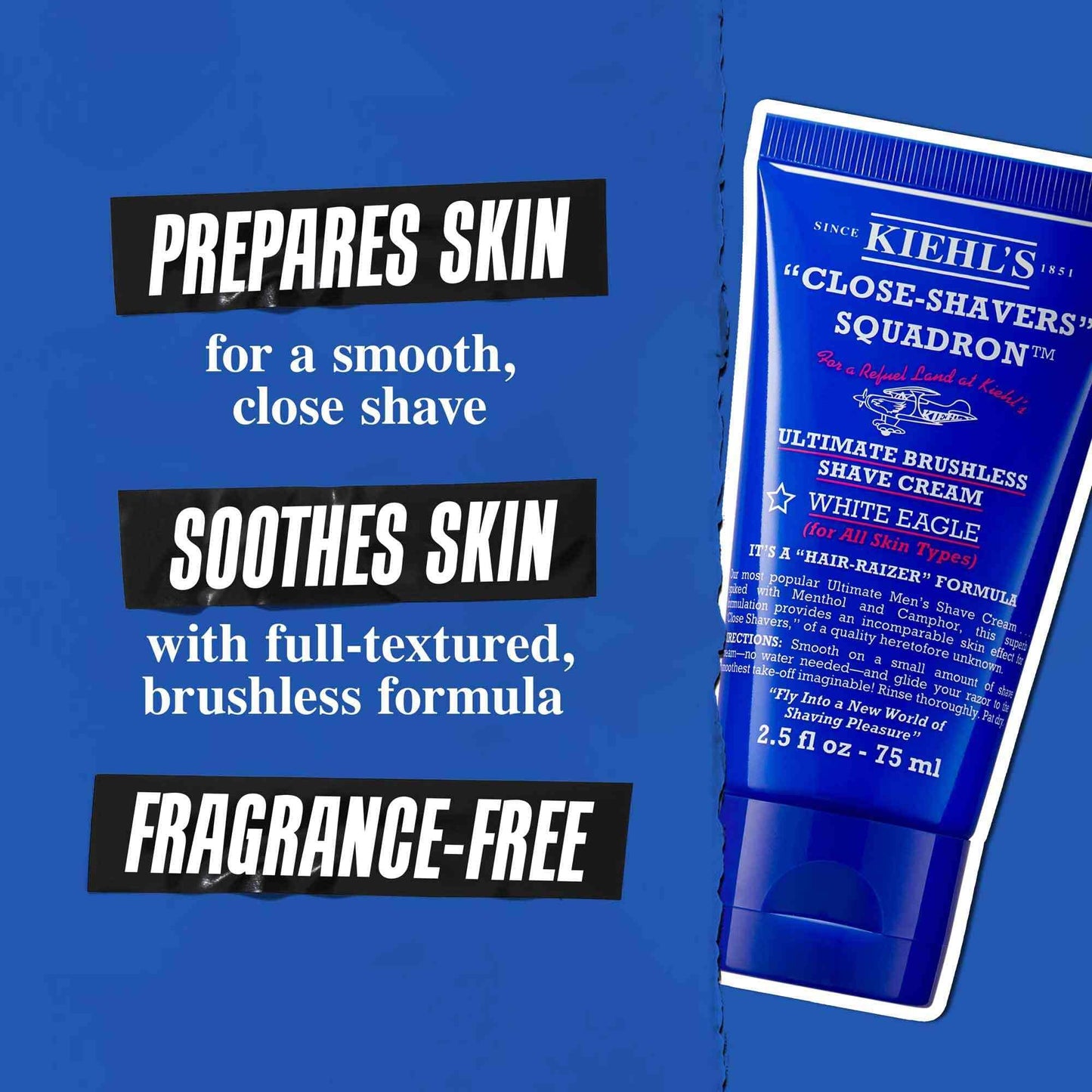 Kiehl's Ultimate Brushless Shave Cream with Menthol White Eagle, for All Skin Types, with Menthol & Camphor, Instant Refreshing & Cooling Effect, Minimizes Irritation - 10.1 fl oz