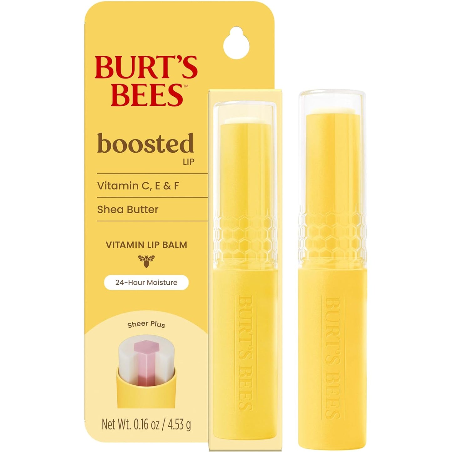 Burt's Bees Lip Balm - Nourishing Vitamin C & E Formula | 24-Hour Moisture, Tint-Free, 0.16 Oz