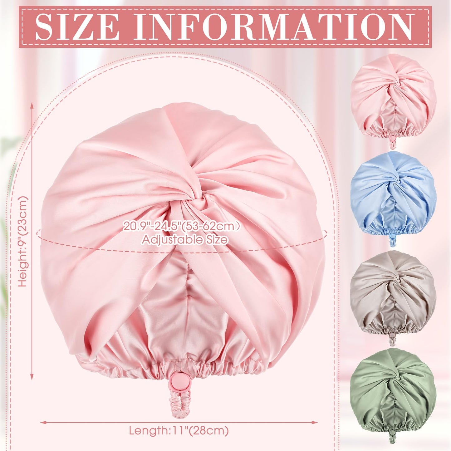 Maiteenly 4 Pcs Adjustable Silk Satin Bonnet for Sleeping Women Double Layer Silk Hair Wrap Sleep Cap Night Turban for Large Long Curly Straight Braid Hair Unisex(Light Color)
