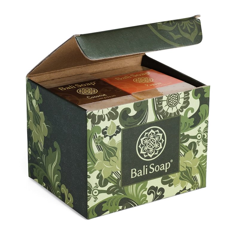 Bali Soap Natural Soap Gift Set - Handmade, Cold Process, Aromatherapy Spa Bar Soap for Face & Body (Coconut, Papaya, Vanilla, Lemongrass, Jasmine, Ylang Ylang), 6 Pack (3.5 oz Each)