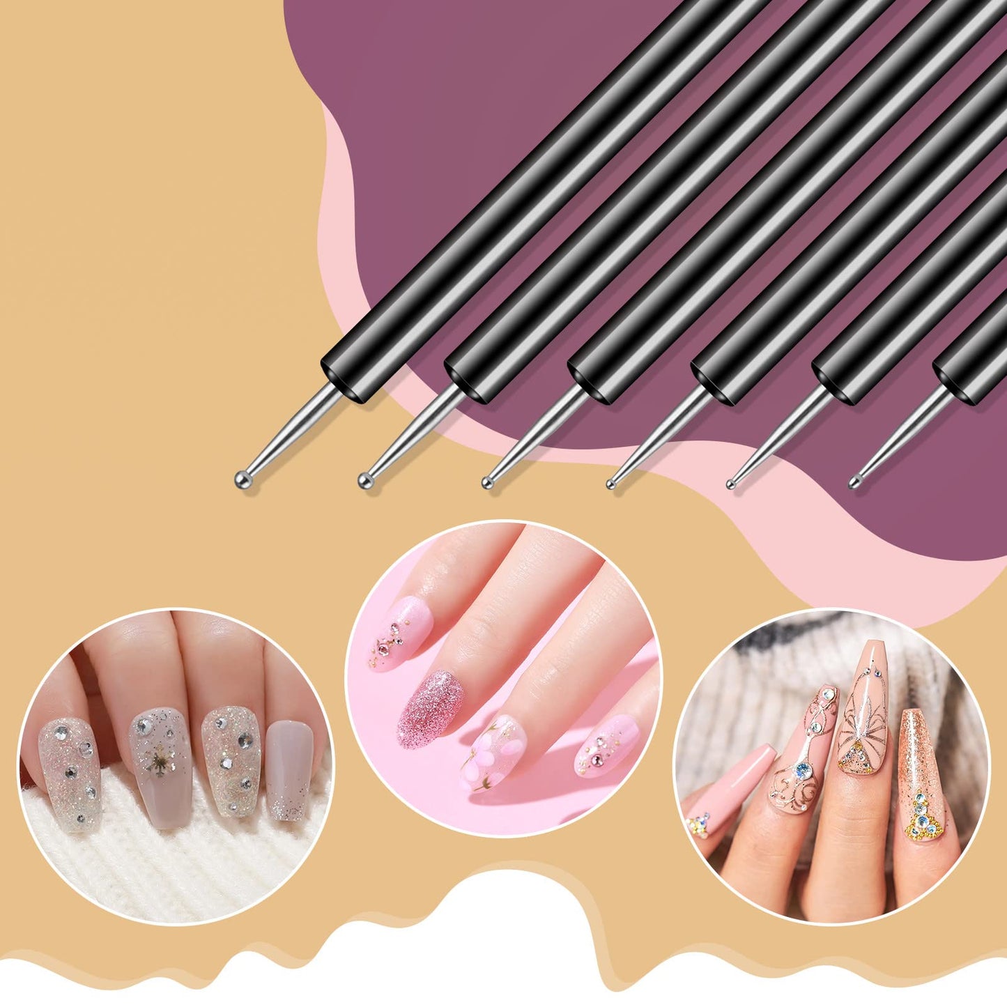 Artdone Nail Art Dotting Tools 6PCS Double-ended Brushes Kit Gel Polish