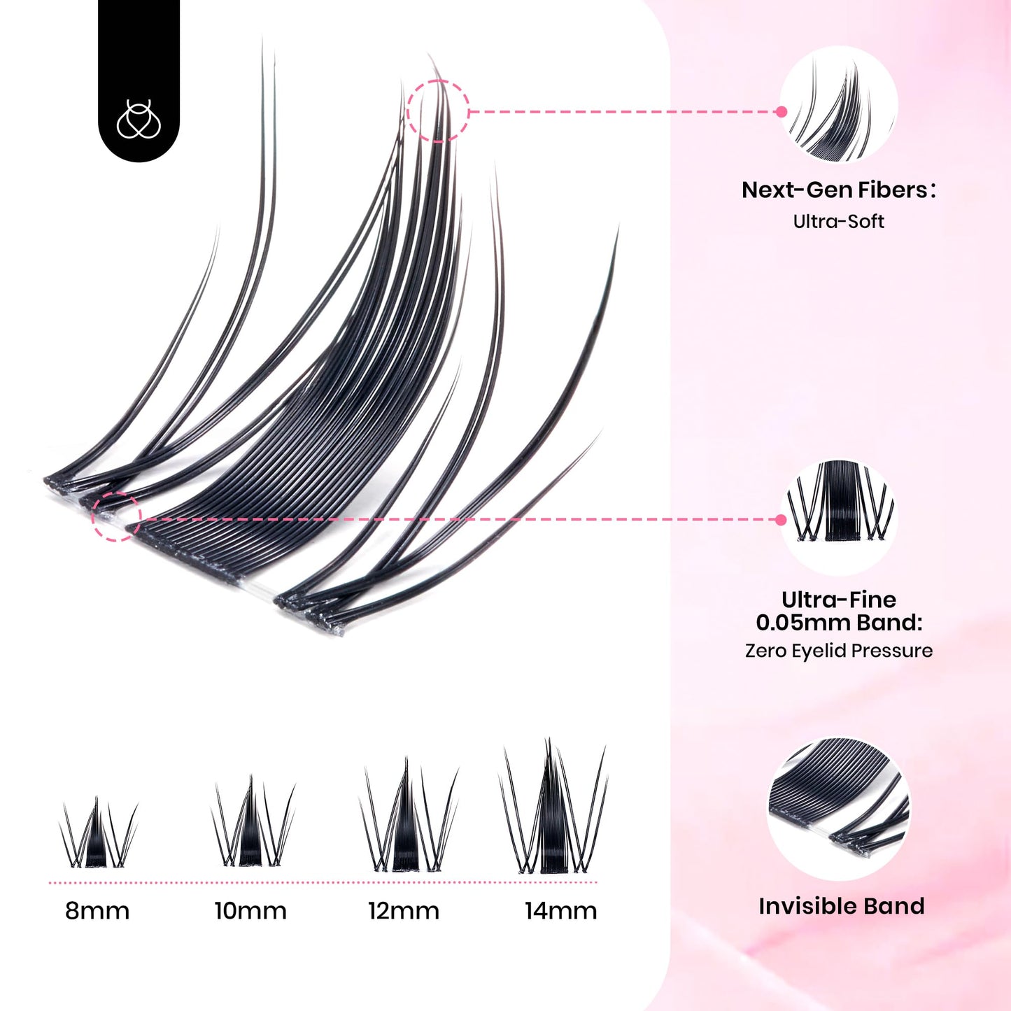 Beetles Lash Clusters Kit Dramatic Fluffy Lash Extension Kit 100 Pcs CC Curl 9-16mm False Eyelash Extension Set with 2-in-1 Bond and Seal Remover Brush Tweezers Eyelash Clusters Tempt KVT082