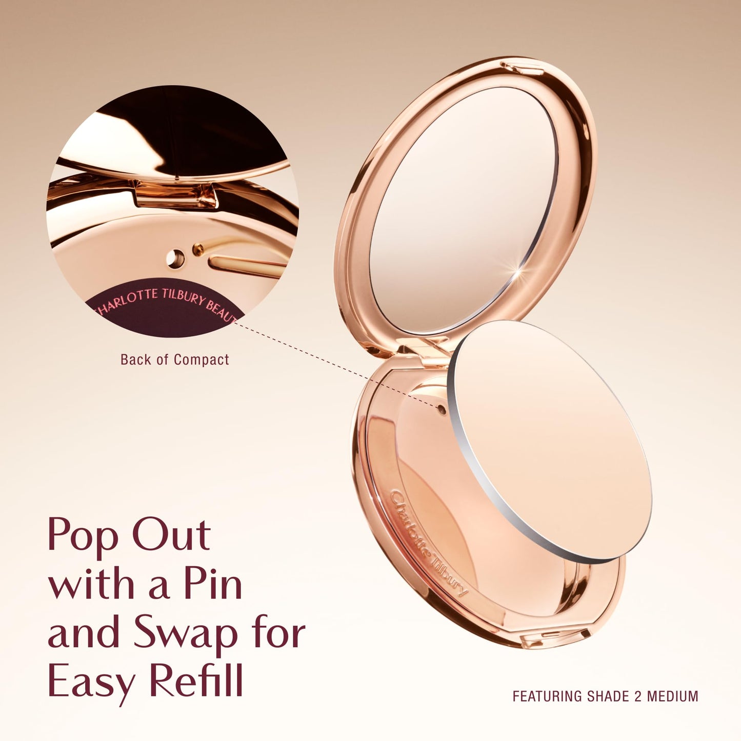 Charlotte Tilbury Airbrush Flawless Finish Setting Powder Refill - Pore-Blurring Pressed Powder for Face Makeup to Minimize Shine with a Soft-Focus Finish - 3 Tan