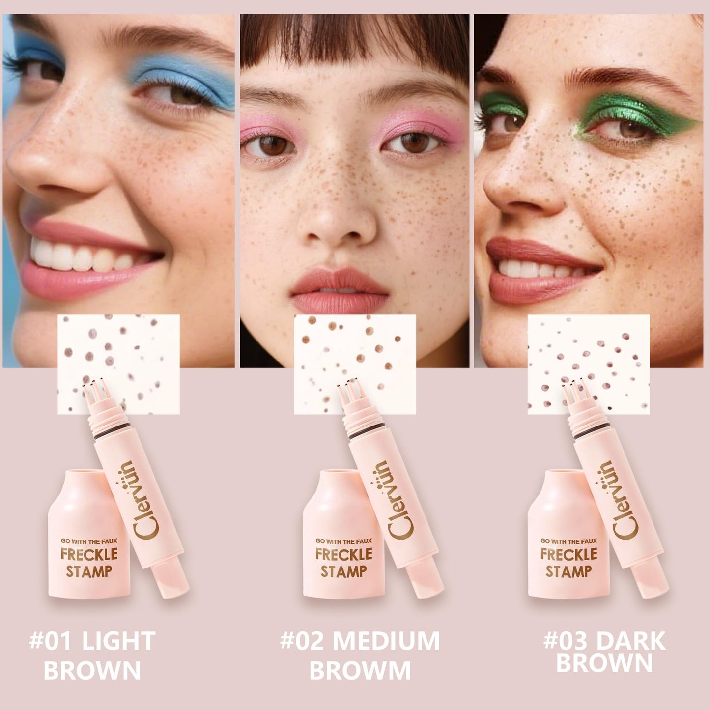 Freckle Stamp - Freckle Pen Waterproof, Long Lasting Fake Freckles,Quick Dry 5-Point Faux Freckles Stamp Cushion Stain Marker in One Press Natural and Lifelike Sunkissed Pencil Tool Makeup (Brown1)