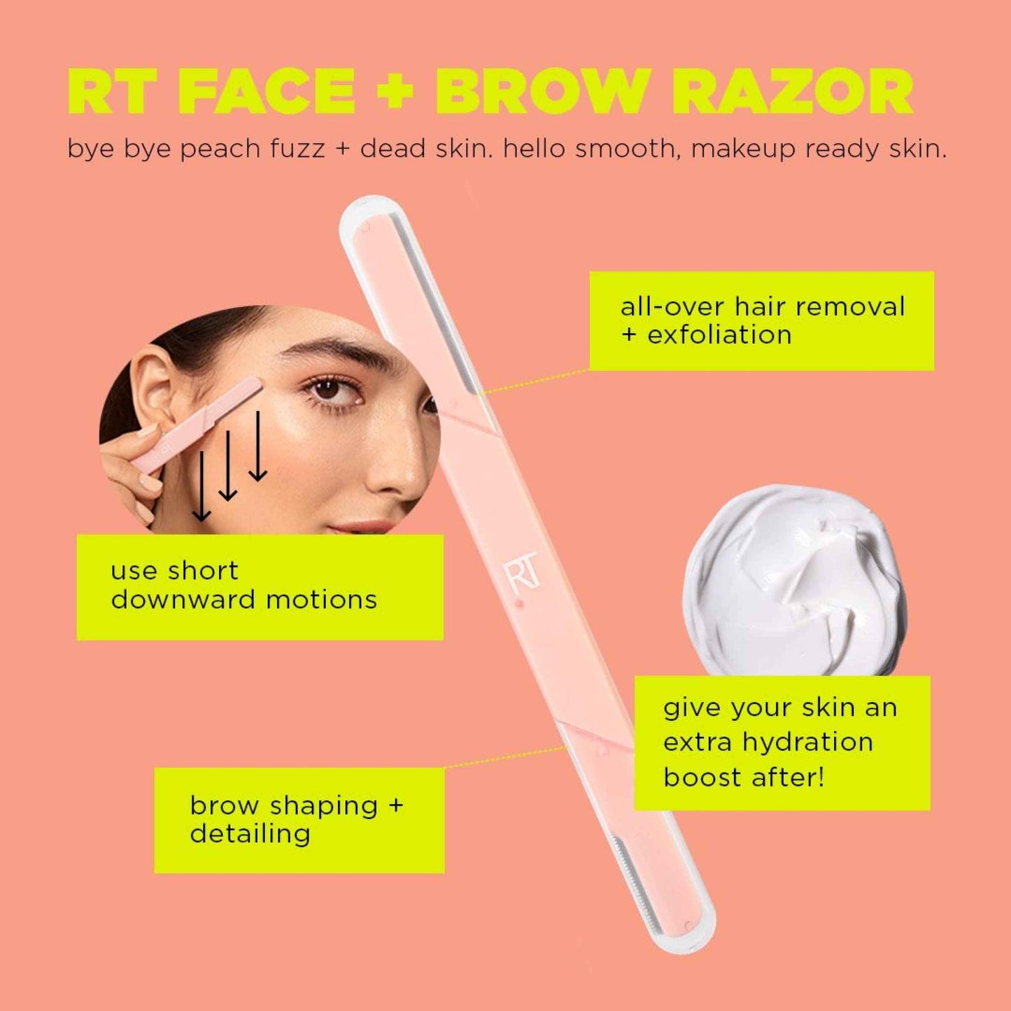 Real Techniques Face and Brow Razors, Dual Ended, Exfoliating Dermaplaning, Women's Face Razor, Multipurpose Facial Razors, Precision Trimming for Peach Fuzz, Dermablading, Multiuse, 3 Piece Set