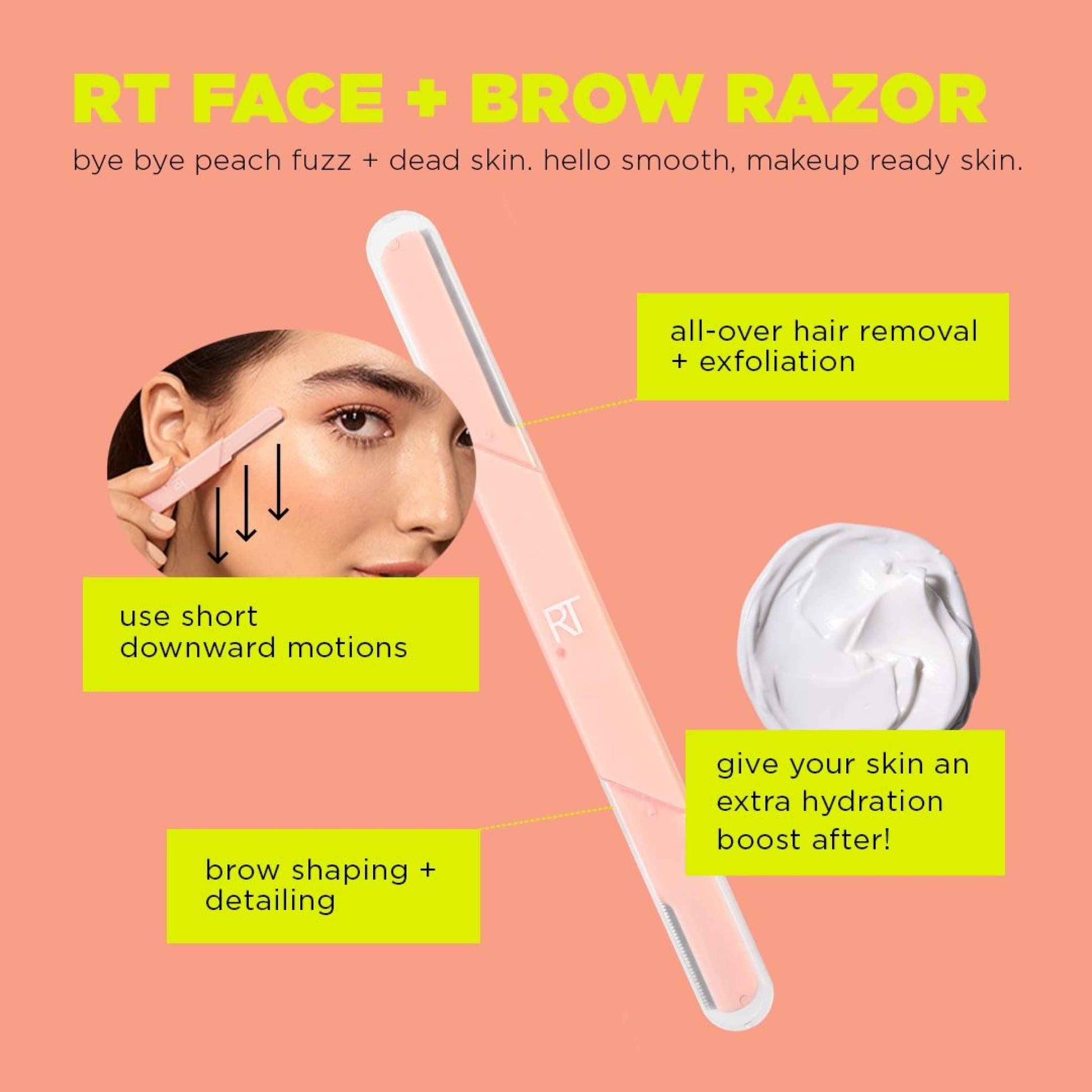 Real Techniques Face and Brow Razors, Dual Ended, Exfoliating Dermaplaning, Women's Face Razor, Multipurpose Facial Razors, Precision Trimming for Peach Fuzz, Dermablading, Multiuse, 3 Piece Set