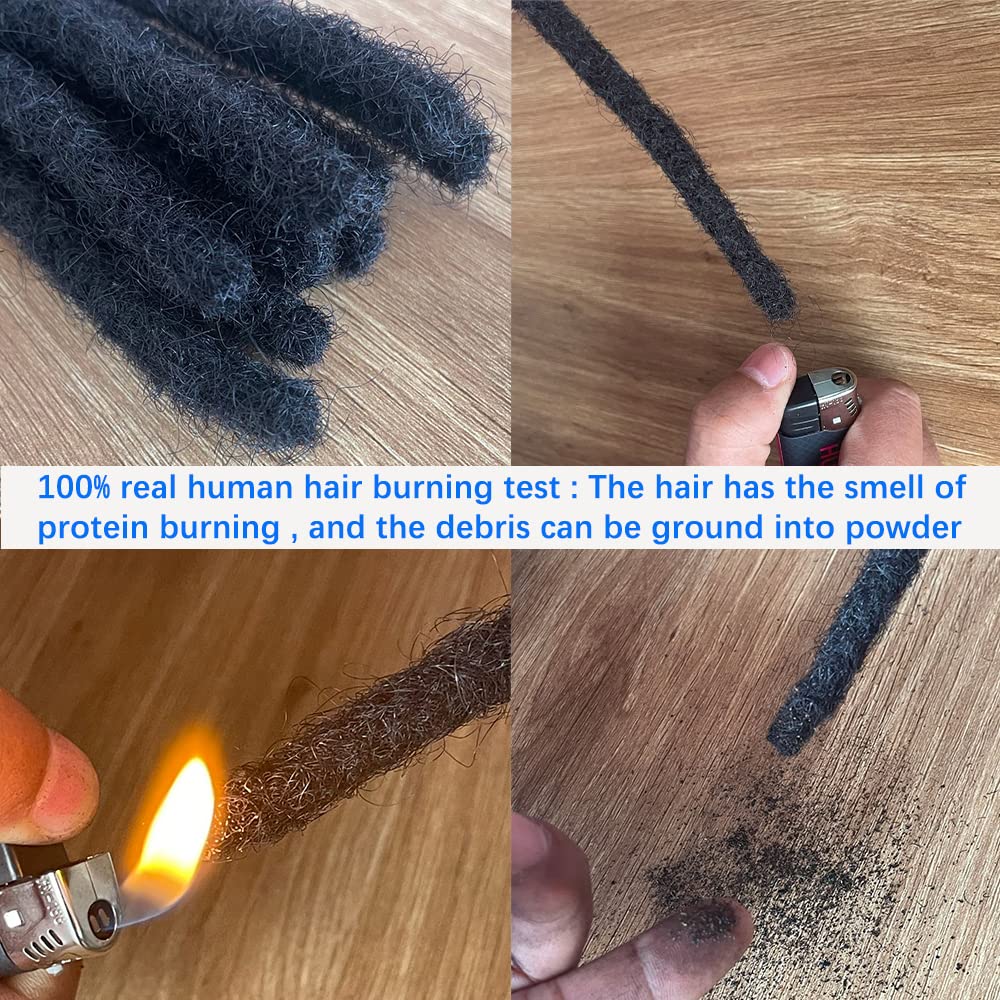 Human Hair Loc Extension - 0.2cm Thickness, 8 Inch | Natural Black, 30 Strands, Handmade Dreadlock Extensions for All