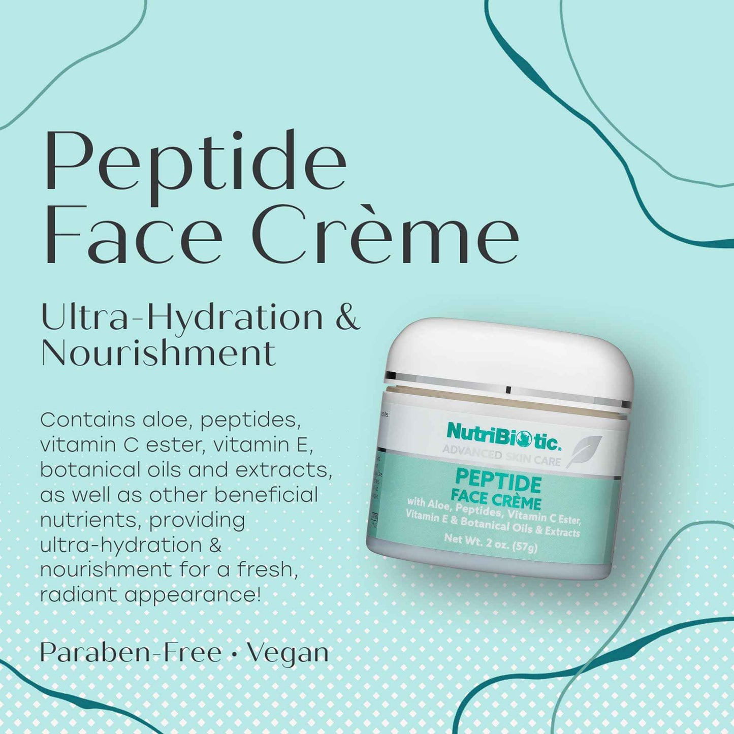 NutriBiotic – Peptide Face Creme with GSE, 2 Oz | Ultra-Hydrating | Collagen Synthesis Support | with Botanical Extracts & Oils & Vitamin E | Natural Fragrance & Paraben Free