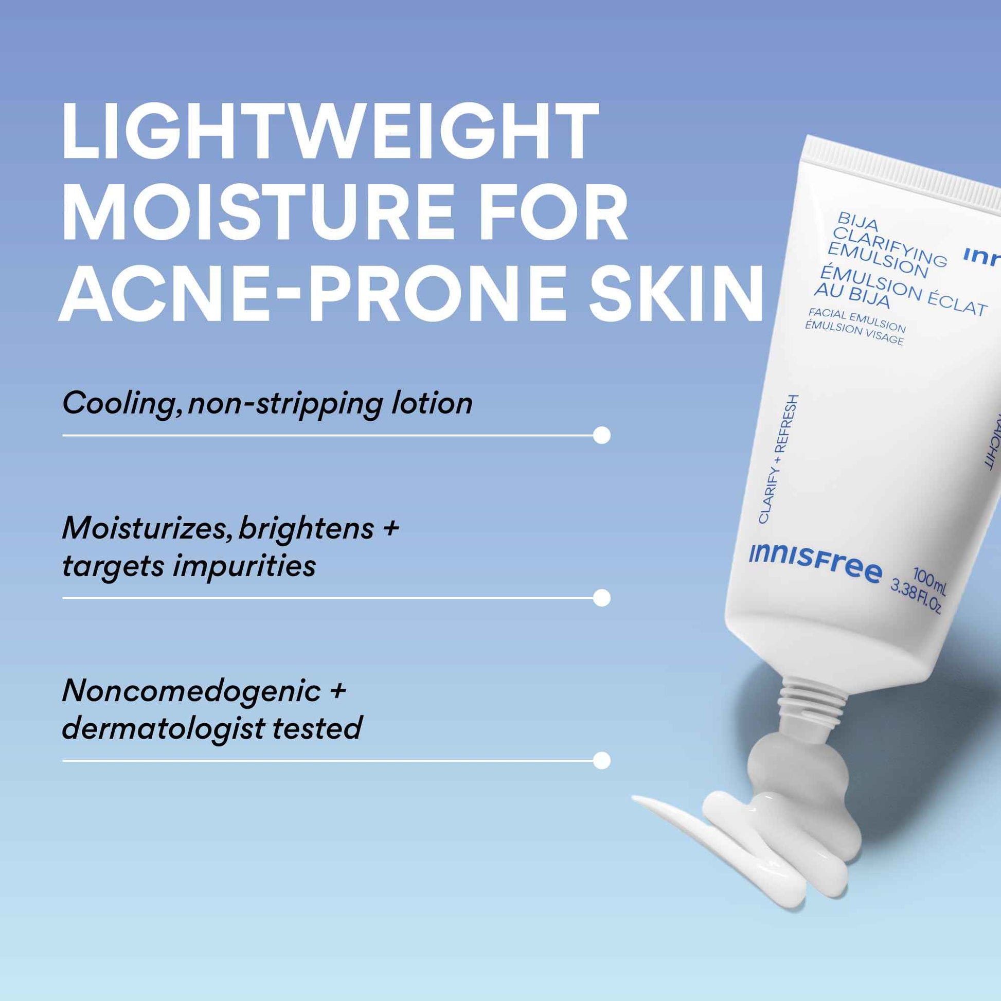 innisfree Bija Clarifying Emulsion with Salicylic Acid and Niacinamide, Korean Skincare Lightweight Face Moisturizer