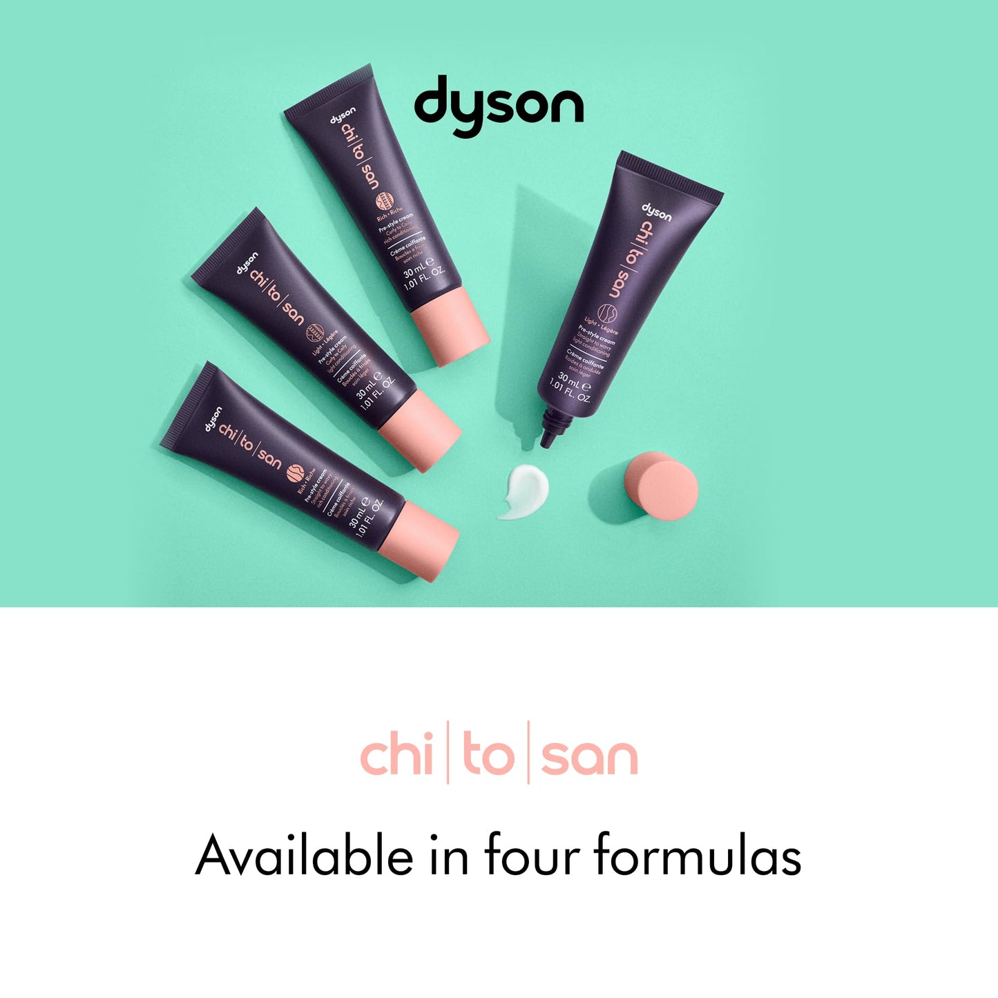 Dyson Chitosan™ Pre-style cream travel mini, Straight to wavy, Light conditioning, 30mL