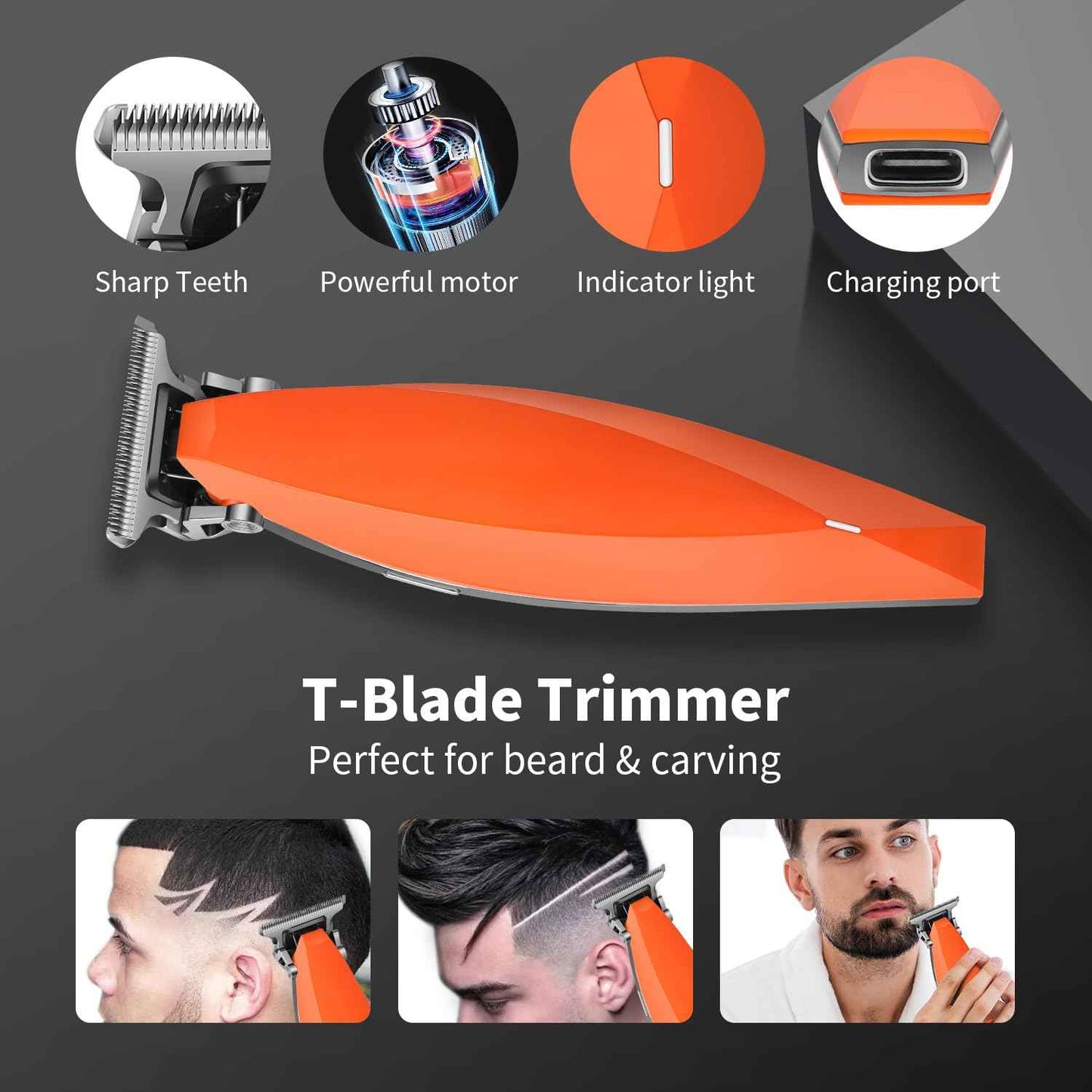 HIENA PRO Cordless Professional Beard Trimmers for Men, Rechargeable Electric T-Blade Hair Trimmer, Facial Trimmer and Hair Cutting Clippers, Gifts for Men