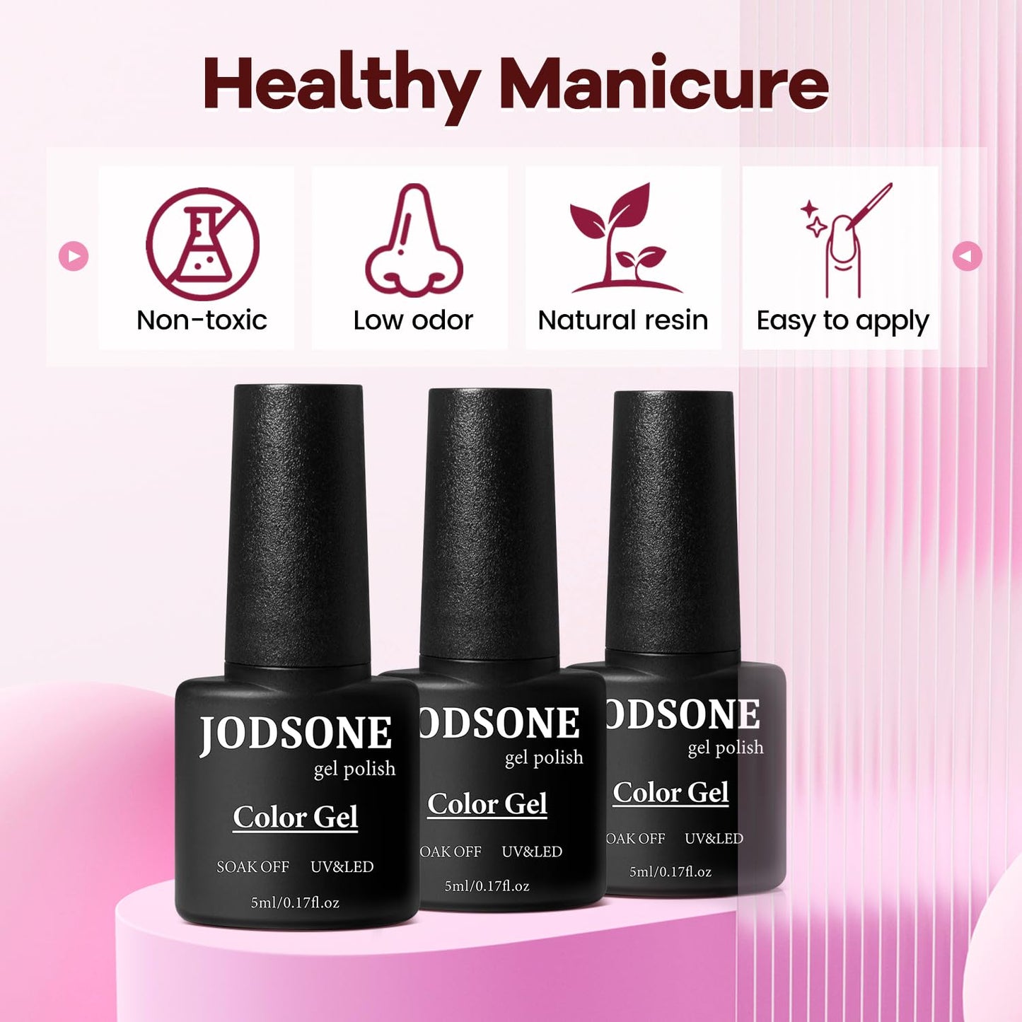 JODSONE Gel Nail Set 20+3 Colors High Shine Gorgeous Gel Polish Base Top Matte Coat Nice Gifts Show Charm