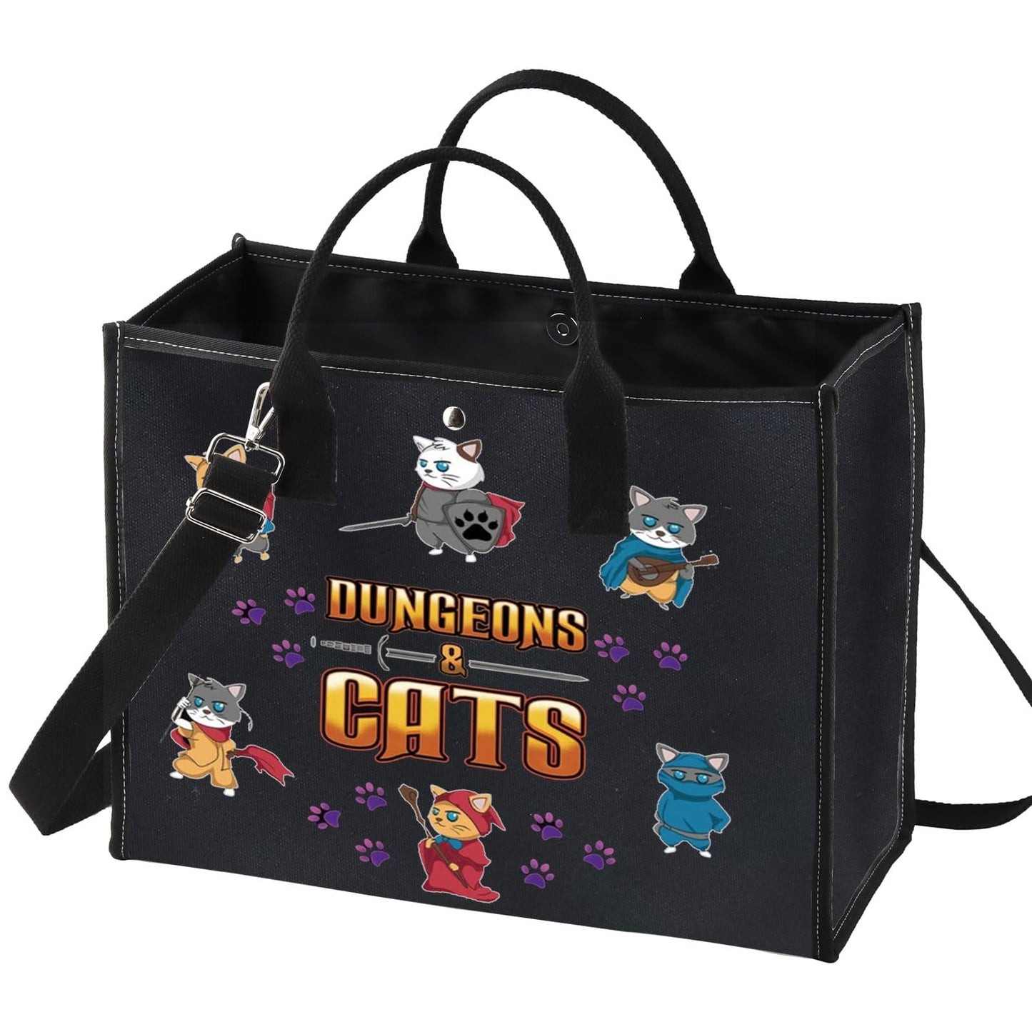 BWWKTOP Cats Cosmetic Makeup Bag Legends of Fantasy Gifts Dragon Master Zipper Pouch Bag Questers & Creatures Gamer Gifts (Dungeo & Cat BG)