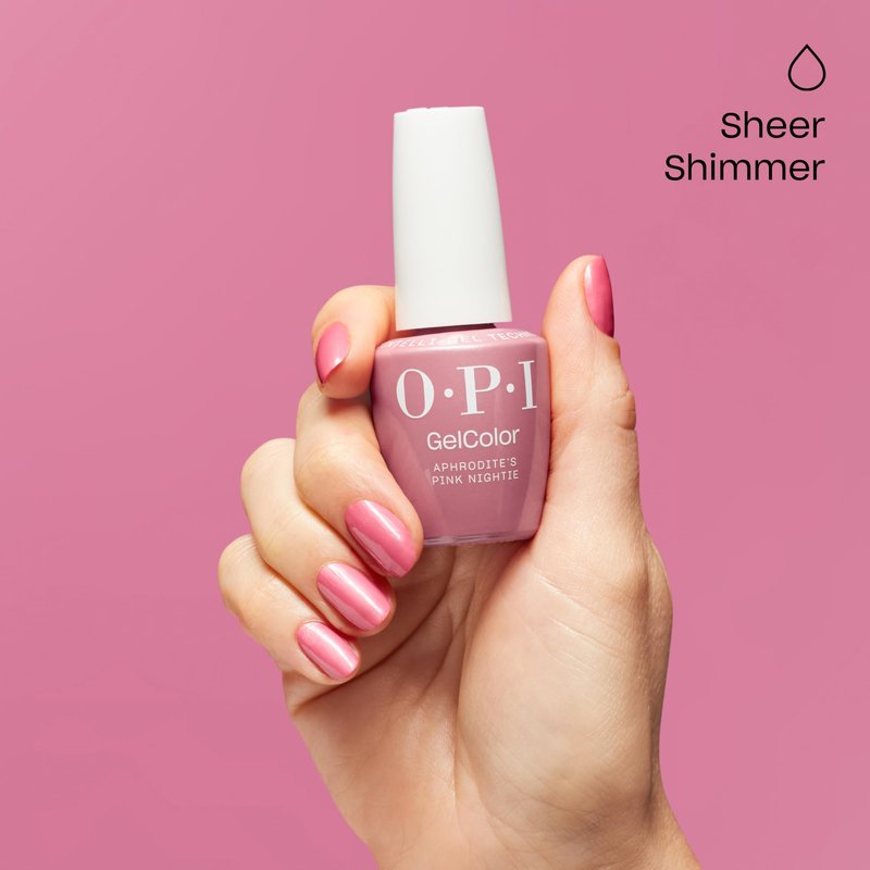 OPI GelColor Aphrodite's Pink Nightie | Sheer Cool Pink Pearl Shimmer LED Cure Gel Nail Polish | Salon-Quality Shine, Long-Lasting Wear | Vegan & HEMA Free | 0.5 Fl Oz