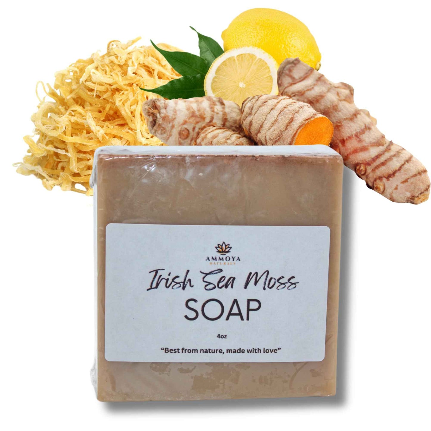 Sea Moss & Turmeric Soap – Natural Face and Body Bar, Handmade Soap for Radiant Skin (2 Pack)