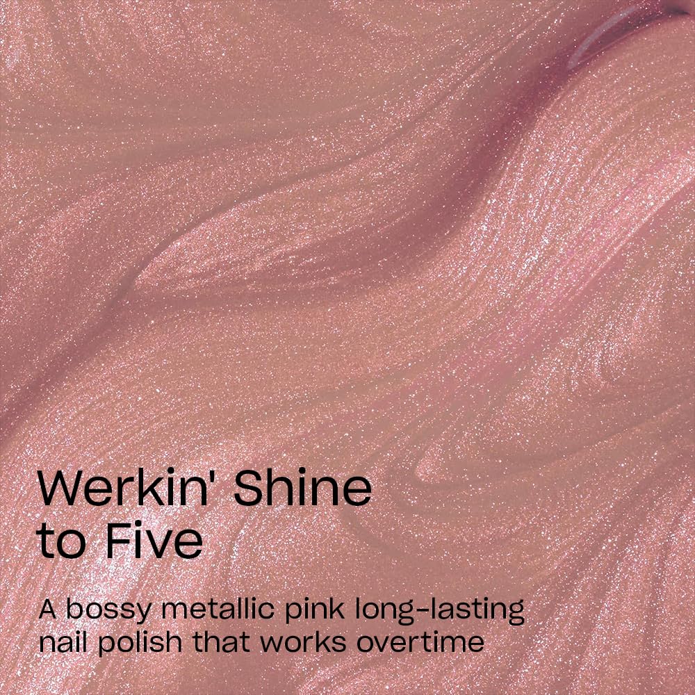 OPI Infinite Shine Werkin' Shine to Five | Opaque Bright Pink Metallic Long Wear Gel Like Nail Polish | Vegan, Long Lasting, Streak Free