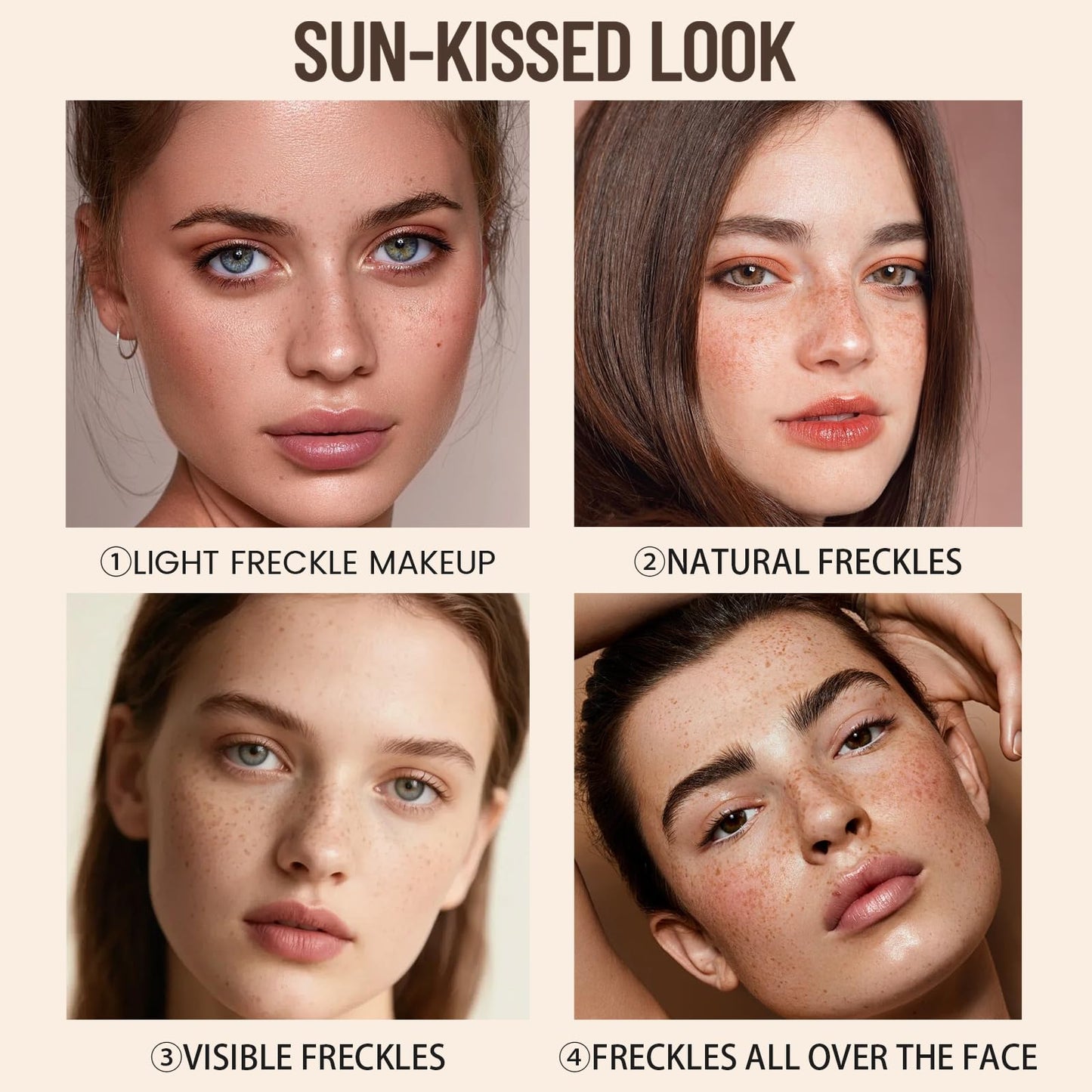 Pudaier Freckle Stamp, Natural-Looking Lifelike Freckle Makeup, 03+04