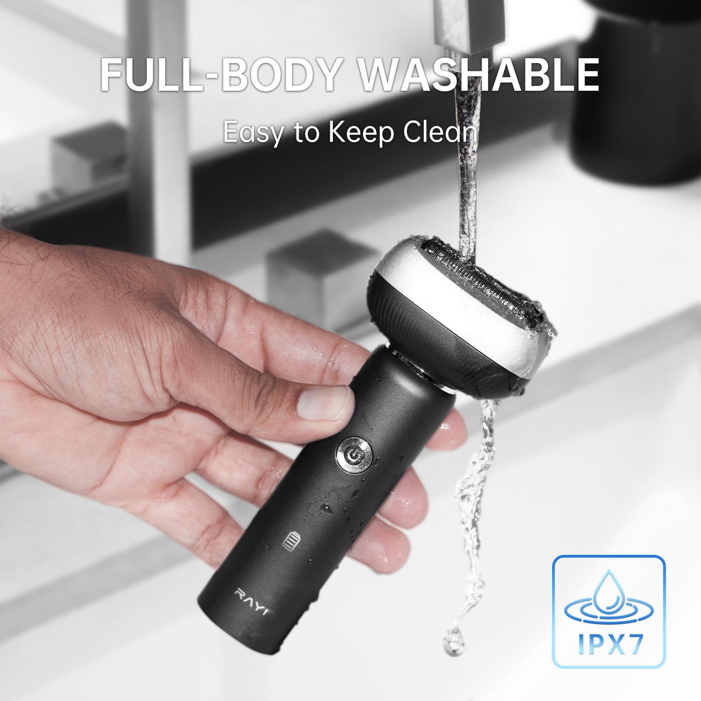 Electric Shaver for Men with Floating Arc 3-Blade, 9000 RPM, Magnetic Head, 1 Hour Fast Type-C Charging, IPX7 Waterproof, Skin-Friendly Blade for Smooth Shaving, Navy