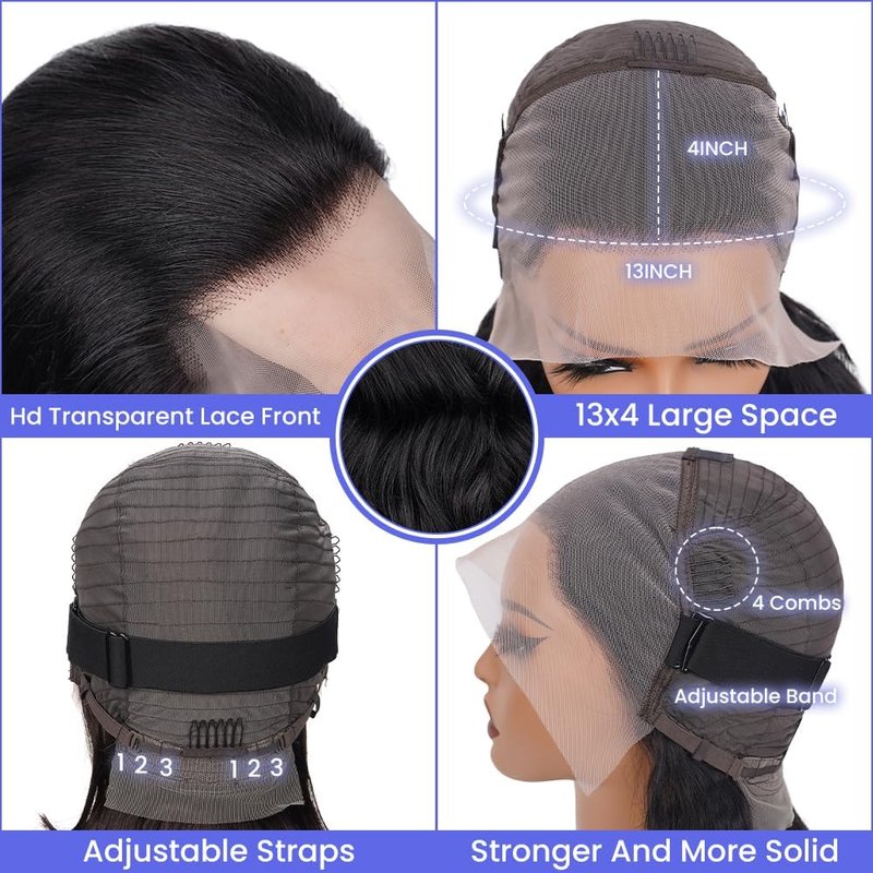 TONGMAY Lace Front Bob Wigs Human Hair 13x4 HD Lace Glueless Bob Wig Human Hair Short Straight Frontal Wigs for Women Pre Plucked with Baby Hair 180% Density Natural Black 14 Inch