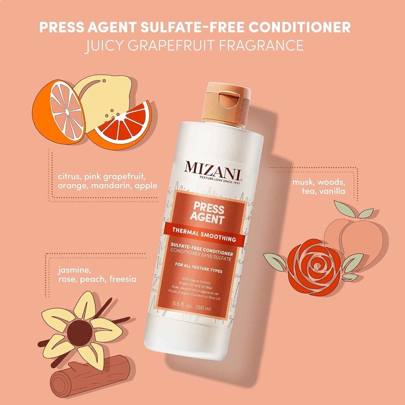 Mizani Press Agent Conditioner - Sulfate-Free Hair Detangler for Heat Styling & Humidity Control | Argan Oil 12 oz