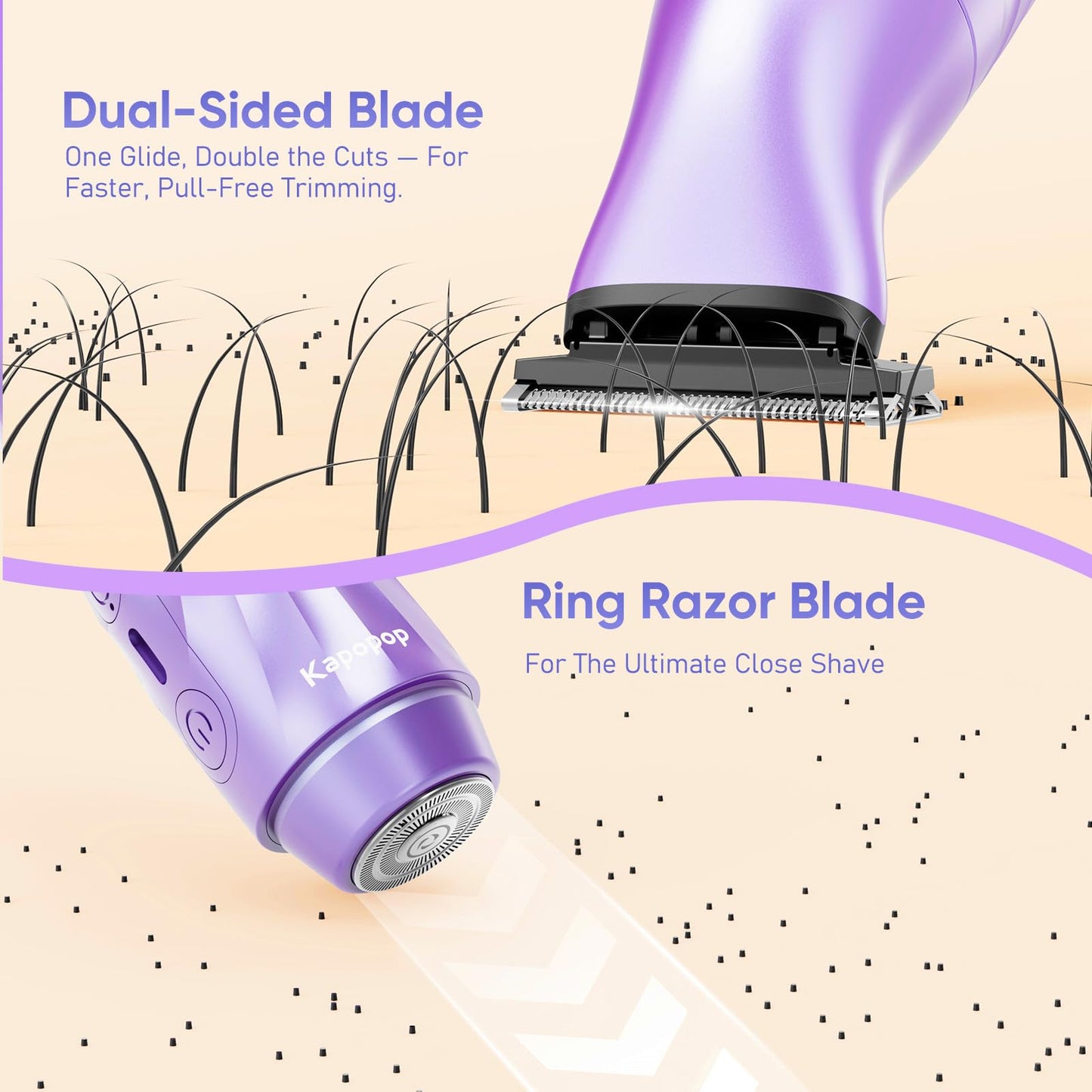 2-in-1 Electric Shaver for Women, Dual Head Bikini Trimmer