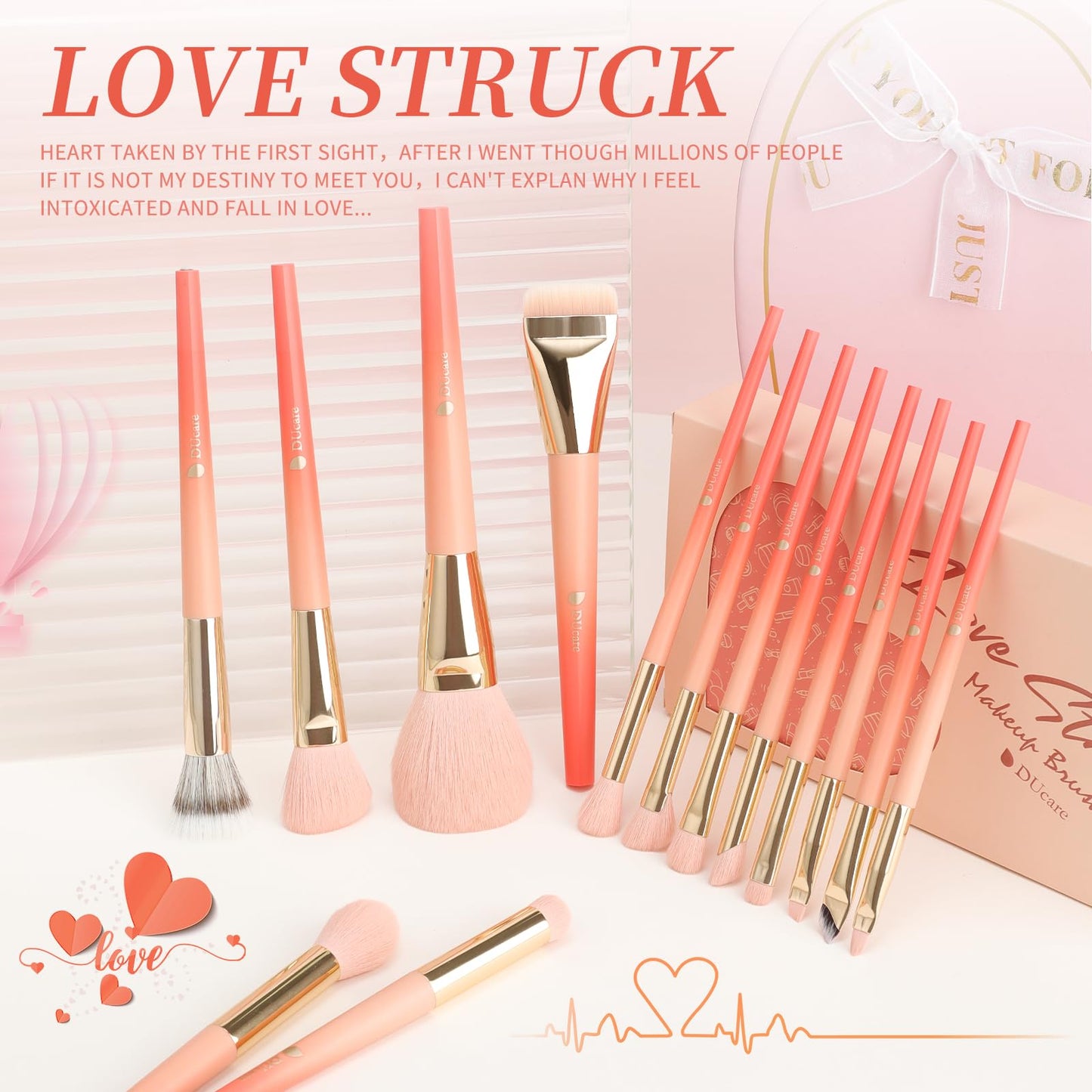 DUcare Makeup Brushes 14Pcs Makeup Brush Set Premium Synthetic Kabuki Foundation Blending Face Powder Blush Concealers Eye Shadows Brushes