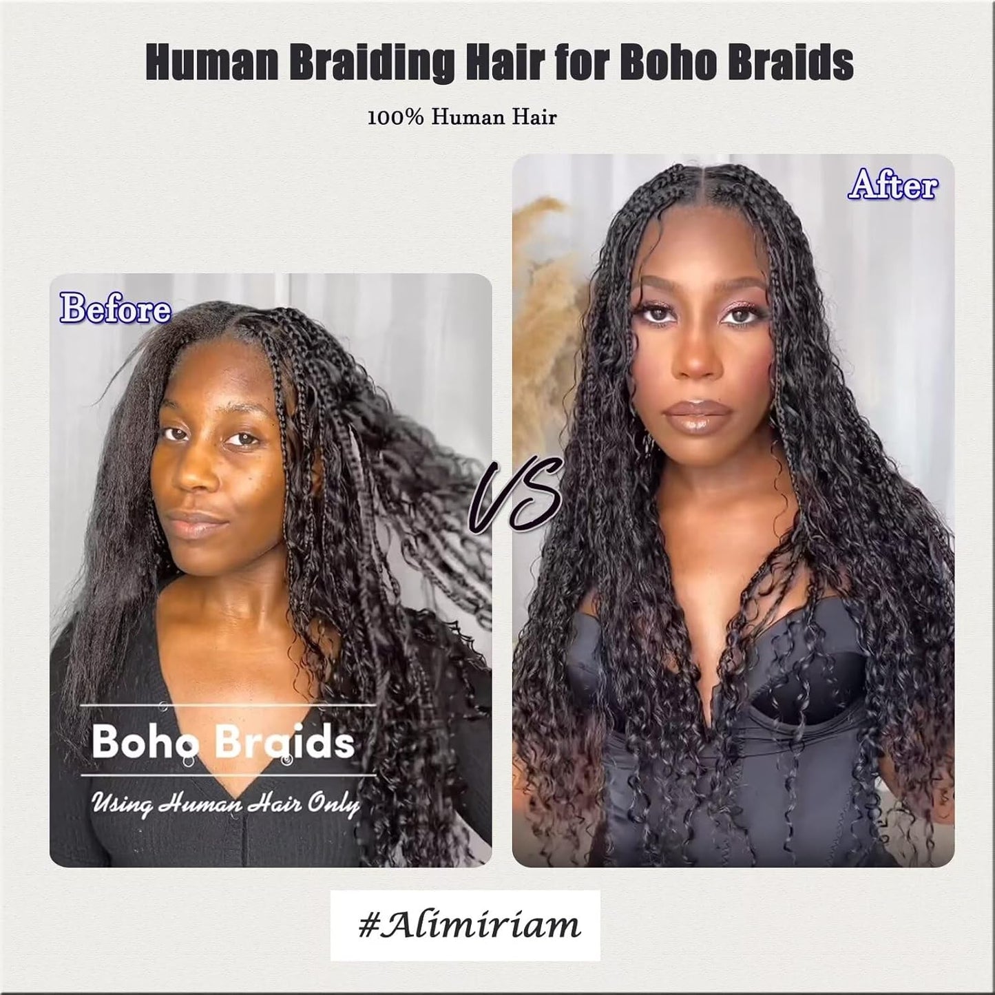 Human Braiding Hair - 100% Virgin Deep Wave Bulk Extensions | 22 Inch, Natural Black, 2 Bundles