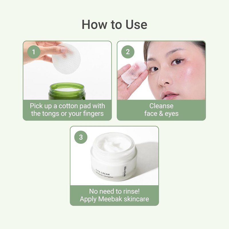 Cica Cleansing Water Pads - Korean Micellar Makeup Remover Wipes | Exfoliating Toner for Glass Skin | Hydrating & Calming - 80ct