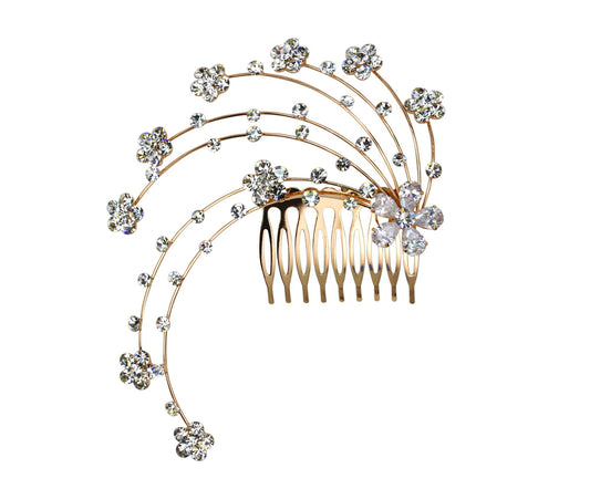 Faship Gorgeous Purple Crystal Big Floral Hair Comb