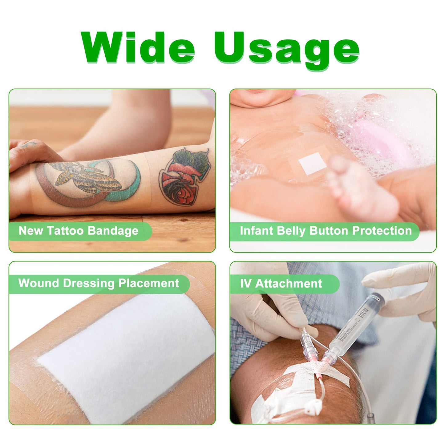 LotFancy Tattoo Aftercare Bandage, 4" x 12 Yards Roll, Transparent Film Dressing, Waterproof Protective Tattoo Wrap Tape for Second Skin Healing, New Tattoos and Scar Therapy