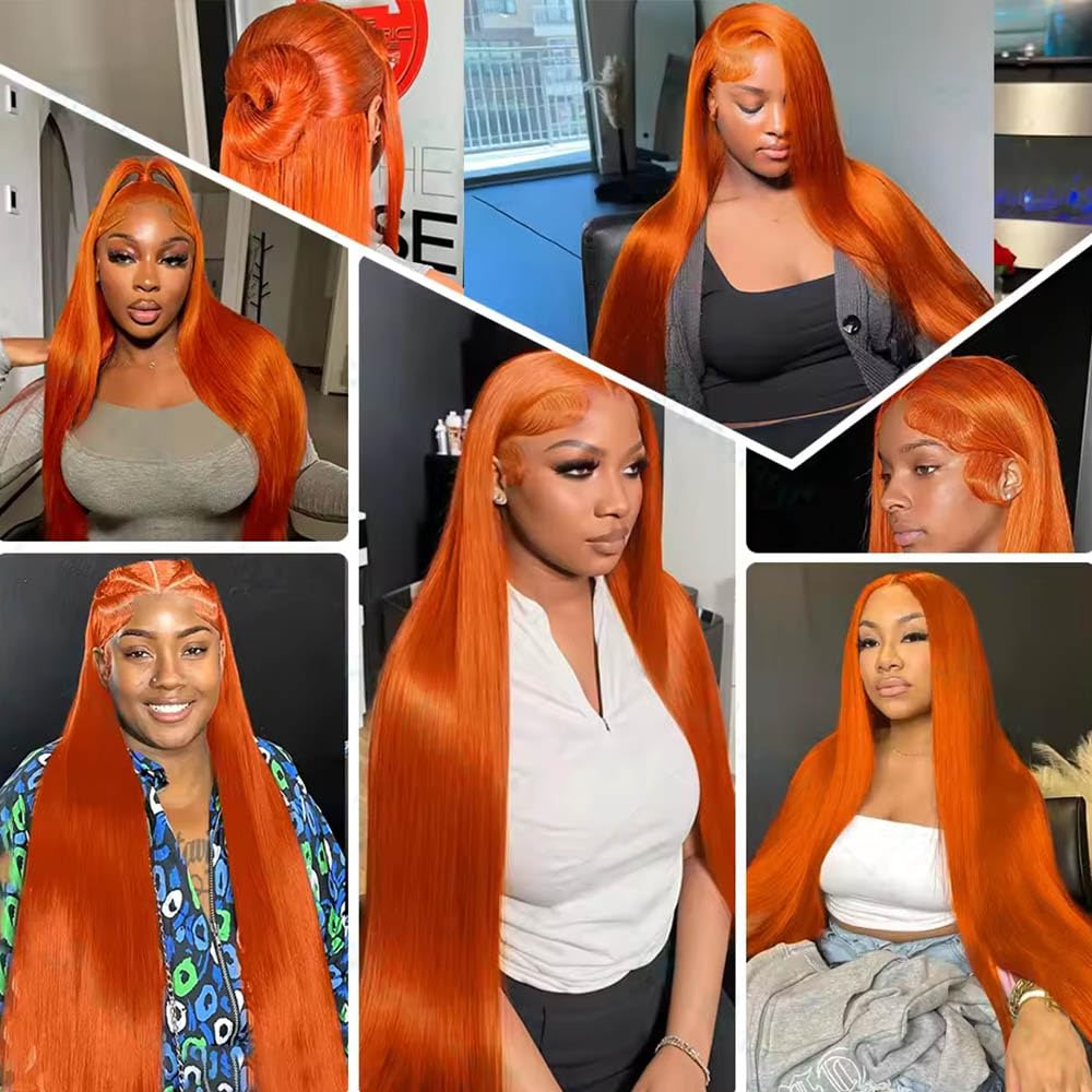#350 Ginger Orange Bundles Human Hair Straight Bundles 26 28 30 Inch Unprocessed Brazilian Virgin Orange Remy Hair 3 Bundle Straight Human Hair Extensions 50 Gram Per Bundle for Women