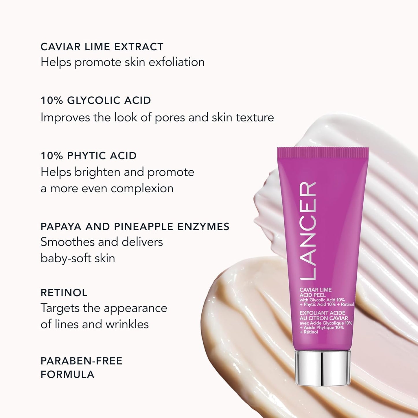Lancer Skincare Caviar Lime Acid & Retinol Peel - Glycolic Acid Exfoliant for Dark Spots | 0.5 fl oz