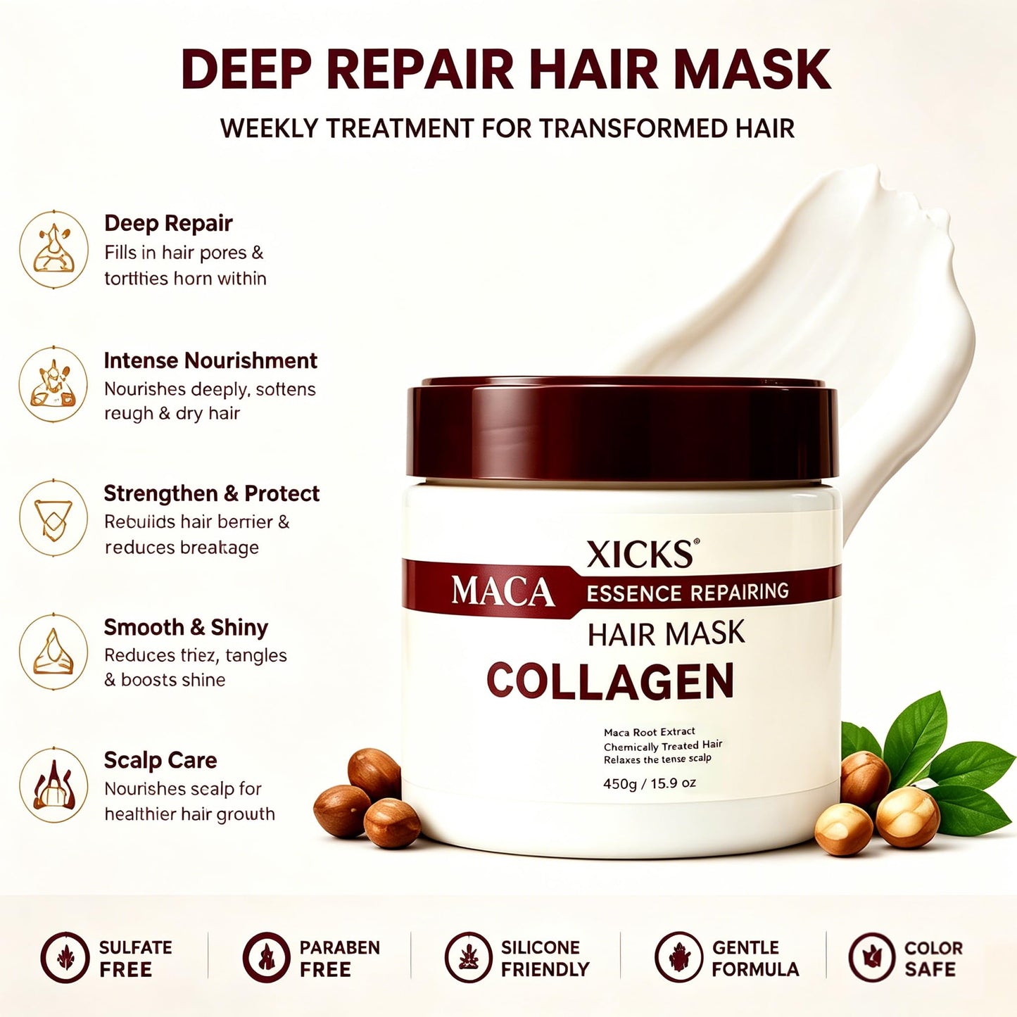 Moroccan Maca Hair Mask & Maca Essence Oil Set 15.9+1.5 Fl Oz