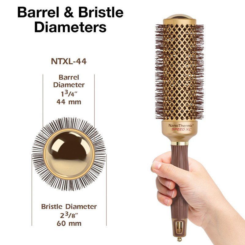 Olivia Garden NanoThermic Ceramic + Ion Speed XL Round Thermal Hair Brush - Not Electrical - Professional Blowout Brush for Normal to Thick Hair - 1 3/4"-Diameter Barrel - NTXL-44