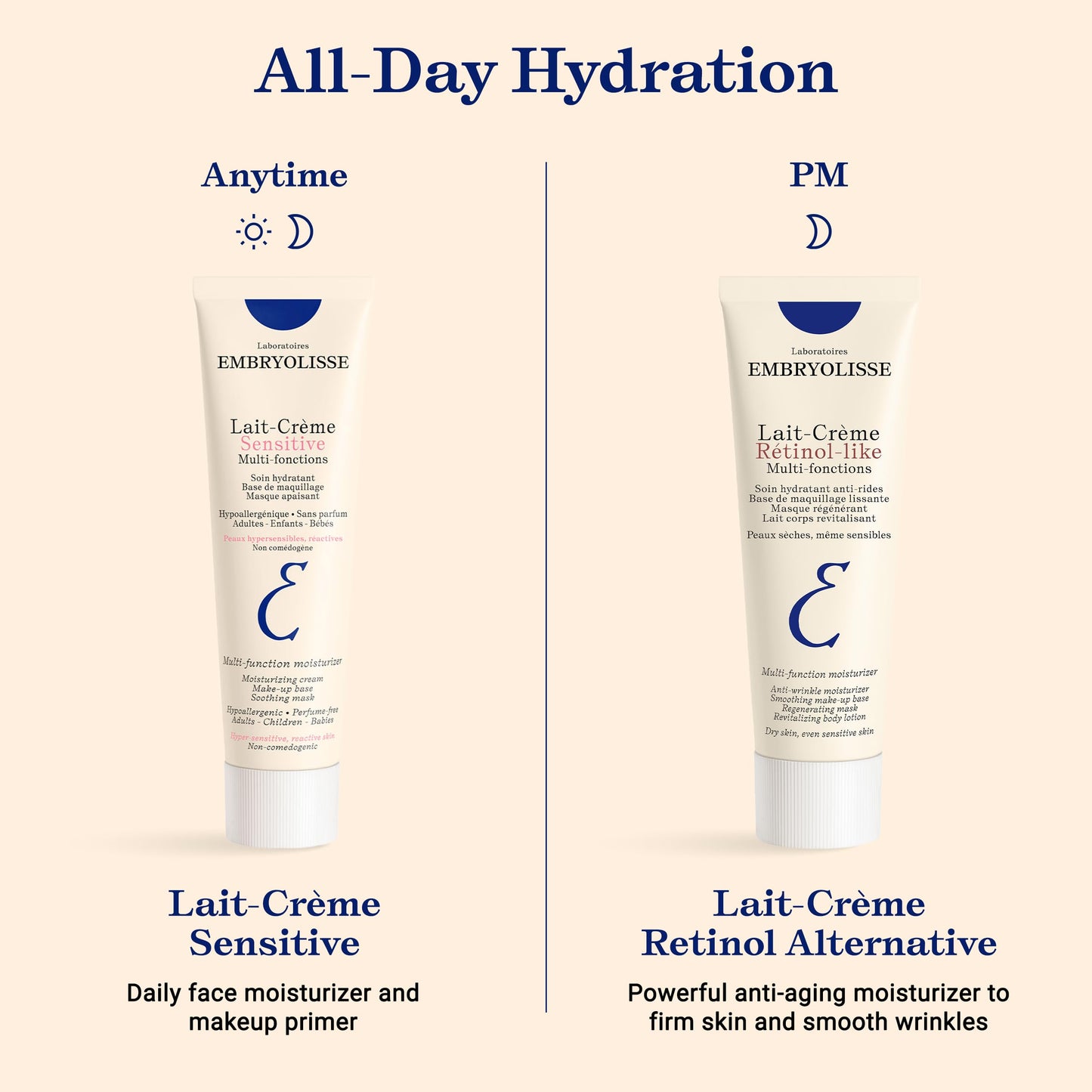Embryolisse Lait-Crème Concentré Sensitive Face Moisturizer and Makeup Primer, Hypoallergenic Fragrance-Free Face Cream with Aloe Vera and Shea Butter