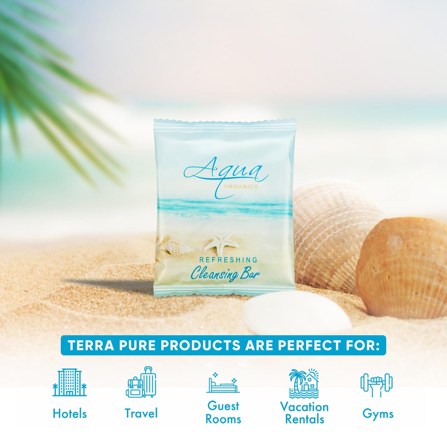 1-Shoppe All-in-Kit Aqua Organics Bar Soap, Travel Size Beach Hotel Amenities, 0.5 oz (Case of 100)