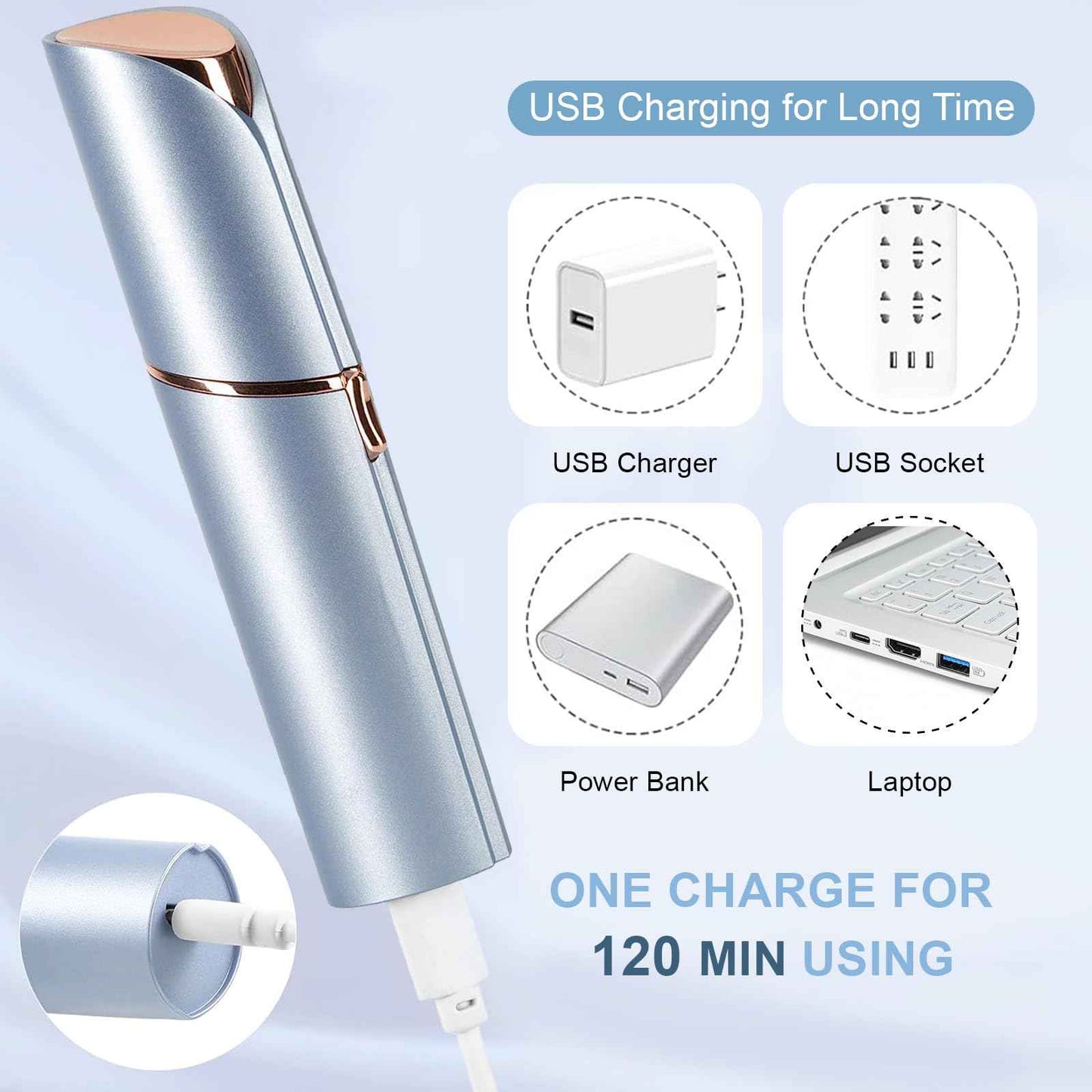 Facial Hair Removal for Women, Electric Painless Facial Hair Remover for Face, Lip, Chin with USB Rechargeable