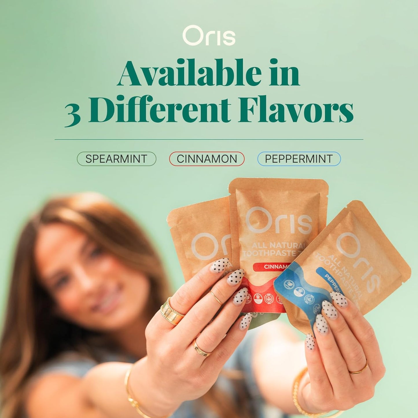 Oris Natural Toothpaste Tablets - Hydroxyapatite Enamel Remineralization | Kid-Friendly Spearmint - 62 Count