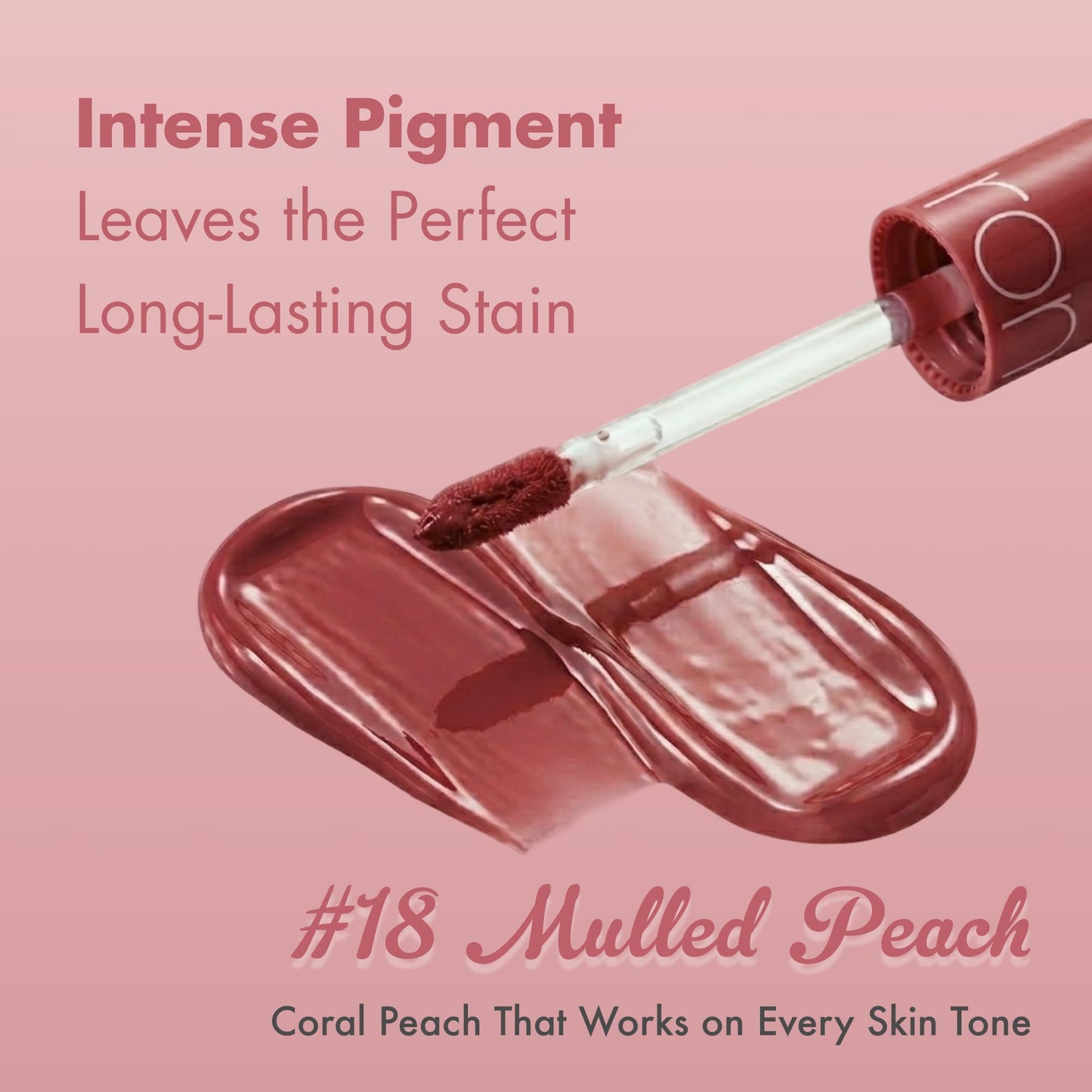 rom&nd Juicy Lasting Tint #18 Mulled Peach - K-Beauty Glossy Lip Stain | Hydrating, Long-Lasting, Non-Sticky Syrupy Finish | Natural Fruit-Inspired Coral Peach for All Skin Tones