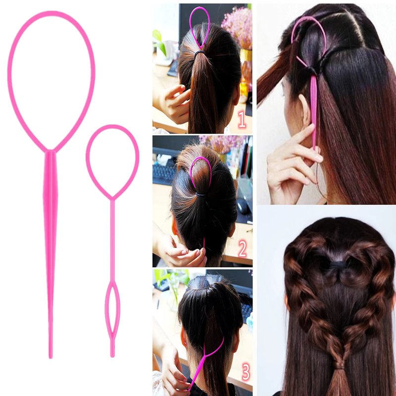 ZVOREI 8Pcs Hair Brushes Set with 4Pcs Topsy Hair Tail Tools 1Pcs Bristle Teasing Hair Brush 1Pcs Edge Control Brush 2Pcs Metal Pin Rat Tail Combs for Woman Girl hair Styling,Edge&Back Brushing,Pink