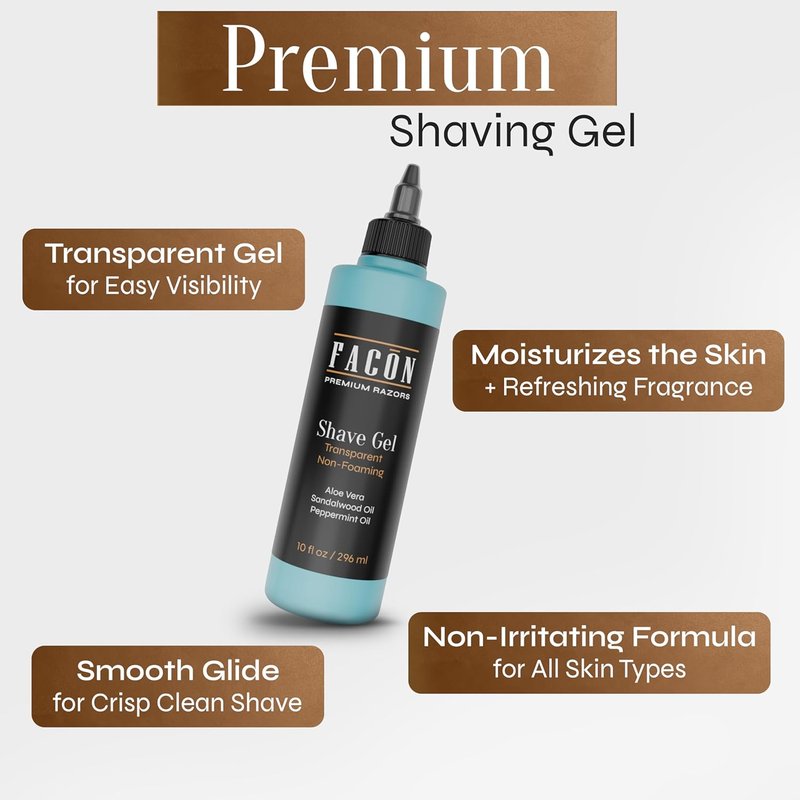 Transparent Shaving Gel for Men - Aloe Vera & Menthol Formula | Prevent Razor Bumps, 10 fl oz