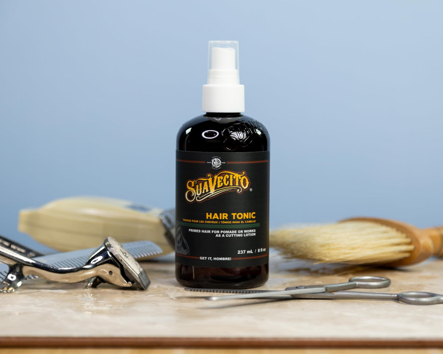 Suavecito Hair Tonic Spray 8 oz. Adds Refinement & Resilience To Hair - Combats Dryness, Buildup & Breakage - Nourishes Scalp - Alcohol Free, Paraben Free, Sulfate-Free - Rosemary, Witch Hazel